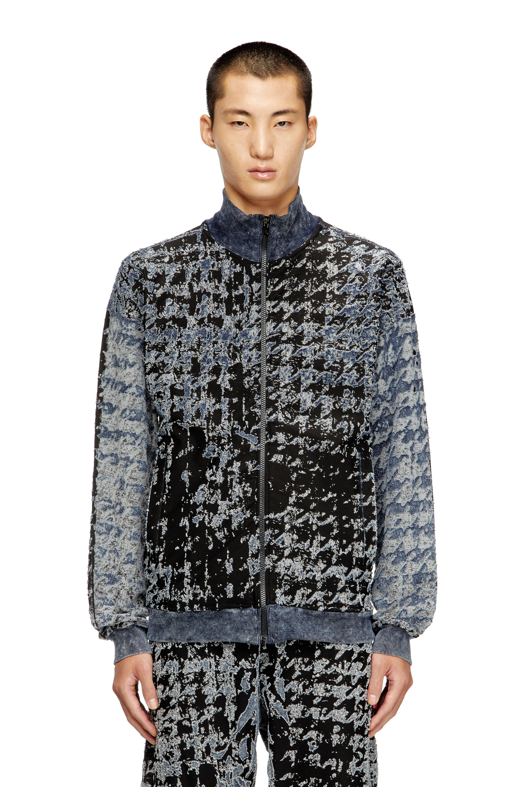 Diesel - S-CORR, Haut zippé à motif pied-de-poule dévoré Homme in Polychrome - 3