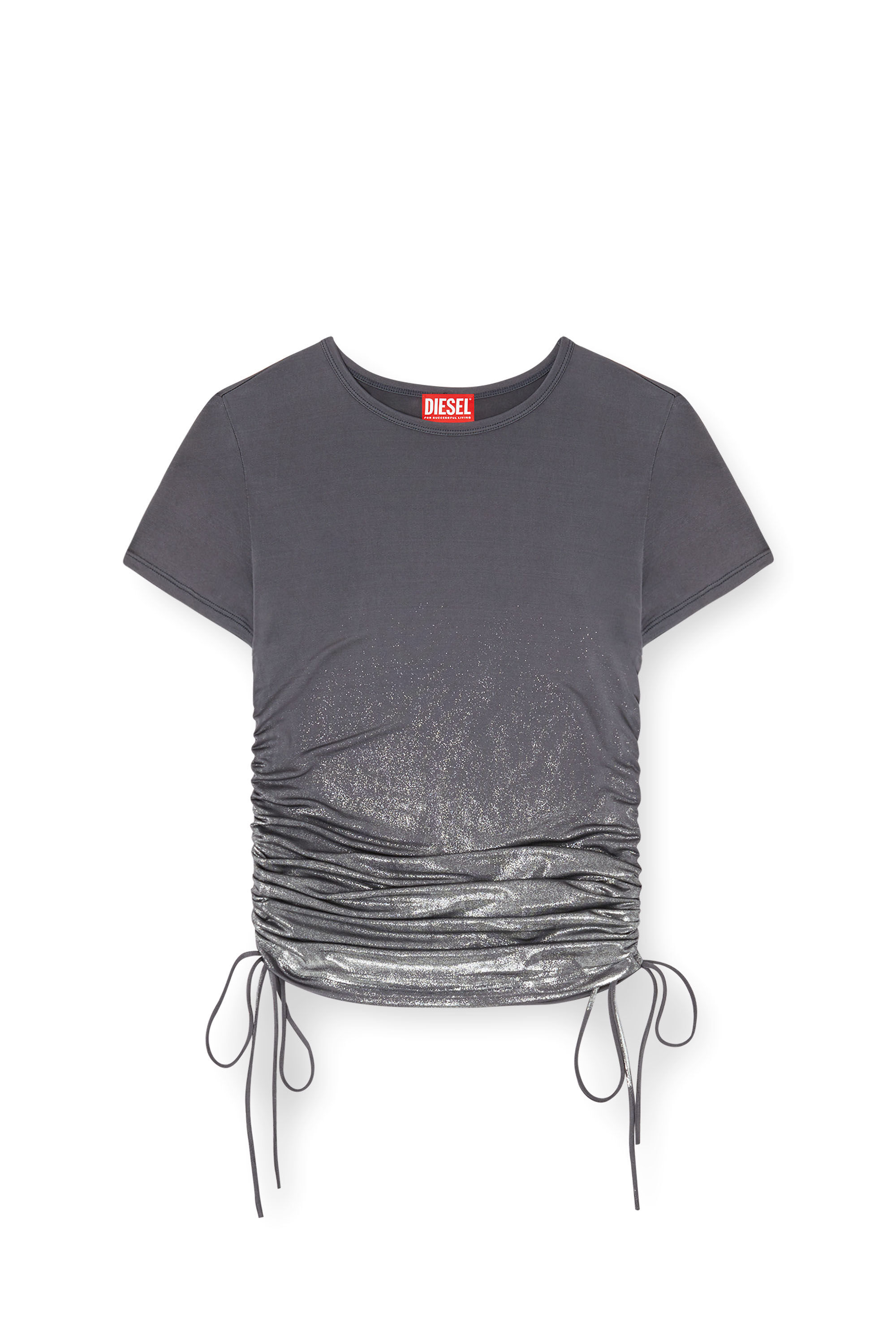 Diesel - T-REY, Haut en jersey avec cordon de serrage sur les côtés. Femme in Gris - 2