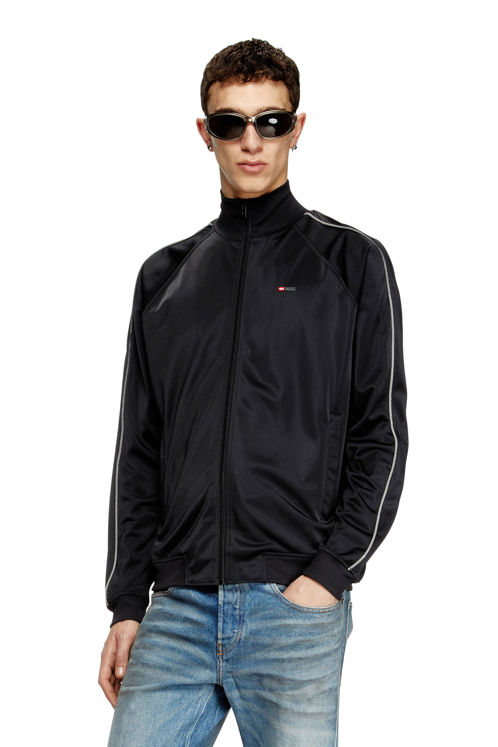 Diesel - S-RARMERO, Veste de survêtement avec micro-logo brodé Homme in Noir - 3