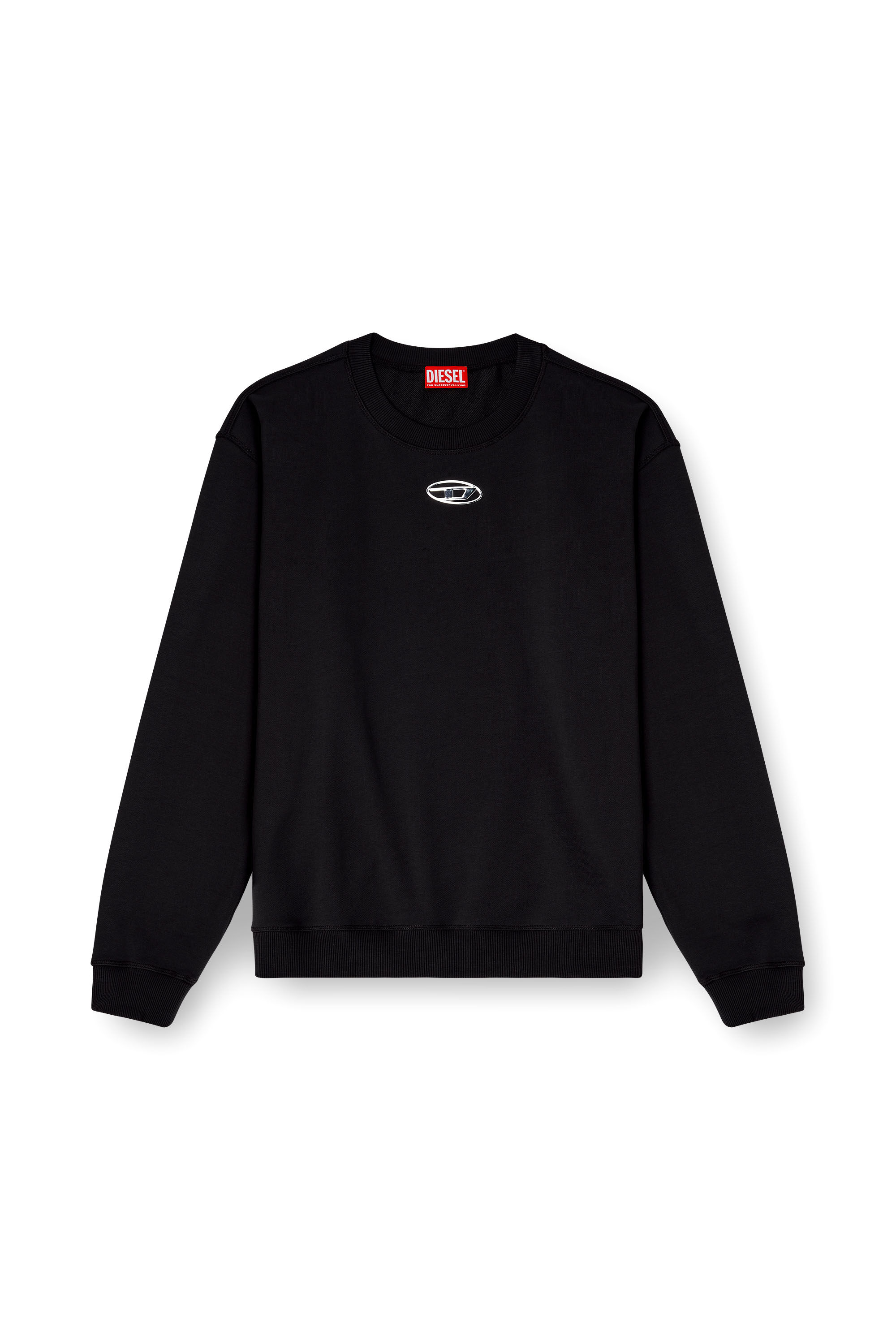 Diesel - S-NORM-IOD, Pull régulier avec Oval D métallique Homme in Noir - 2