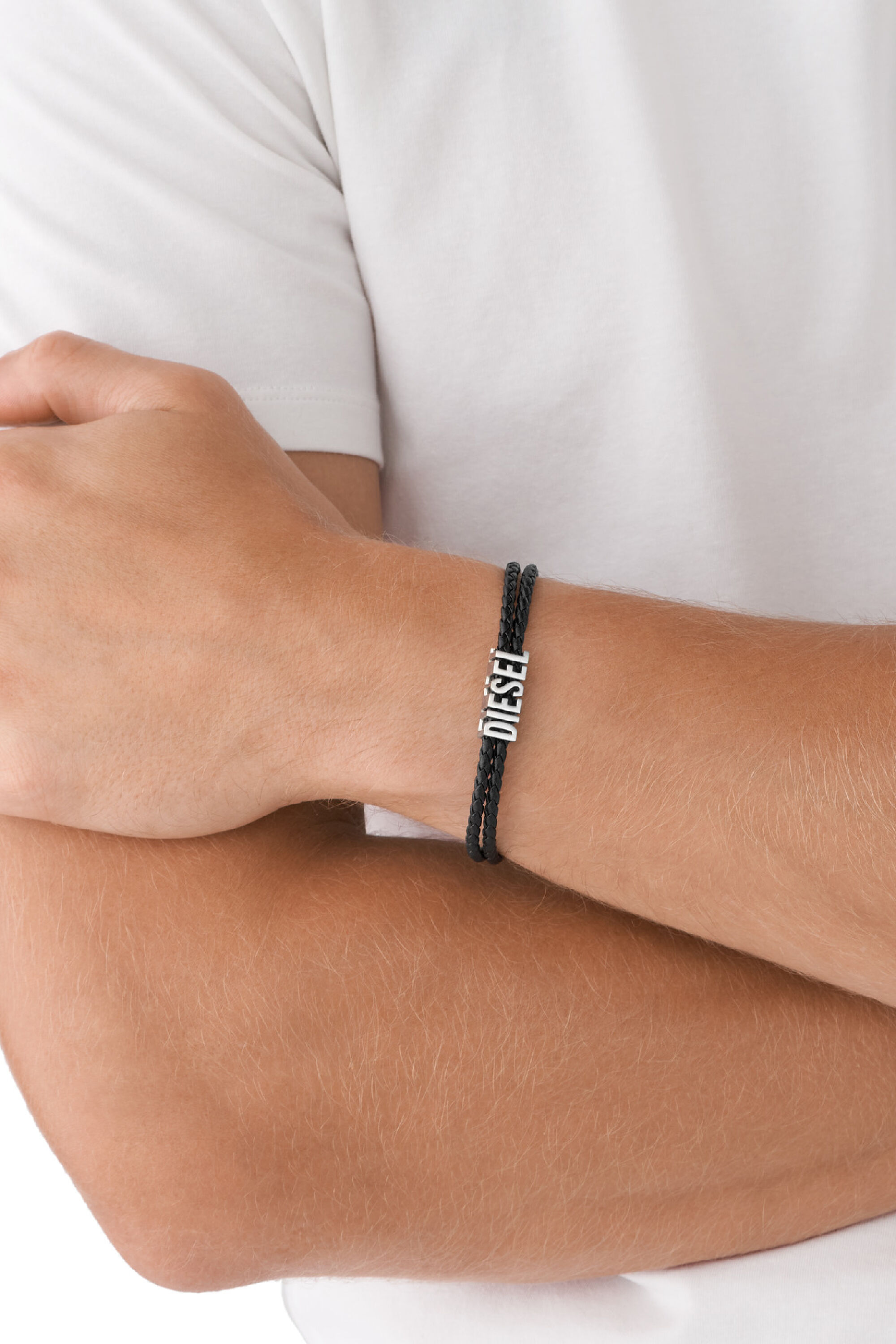 Bracelet en cuir noir Homme DX1391 Diesel