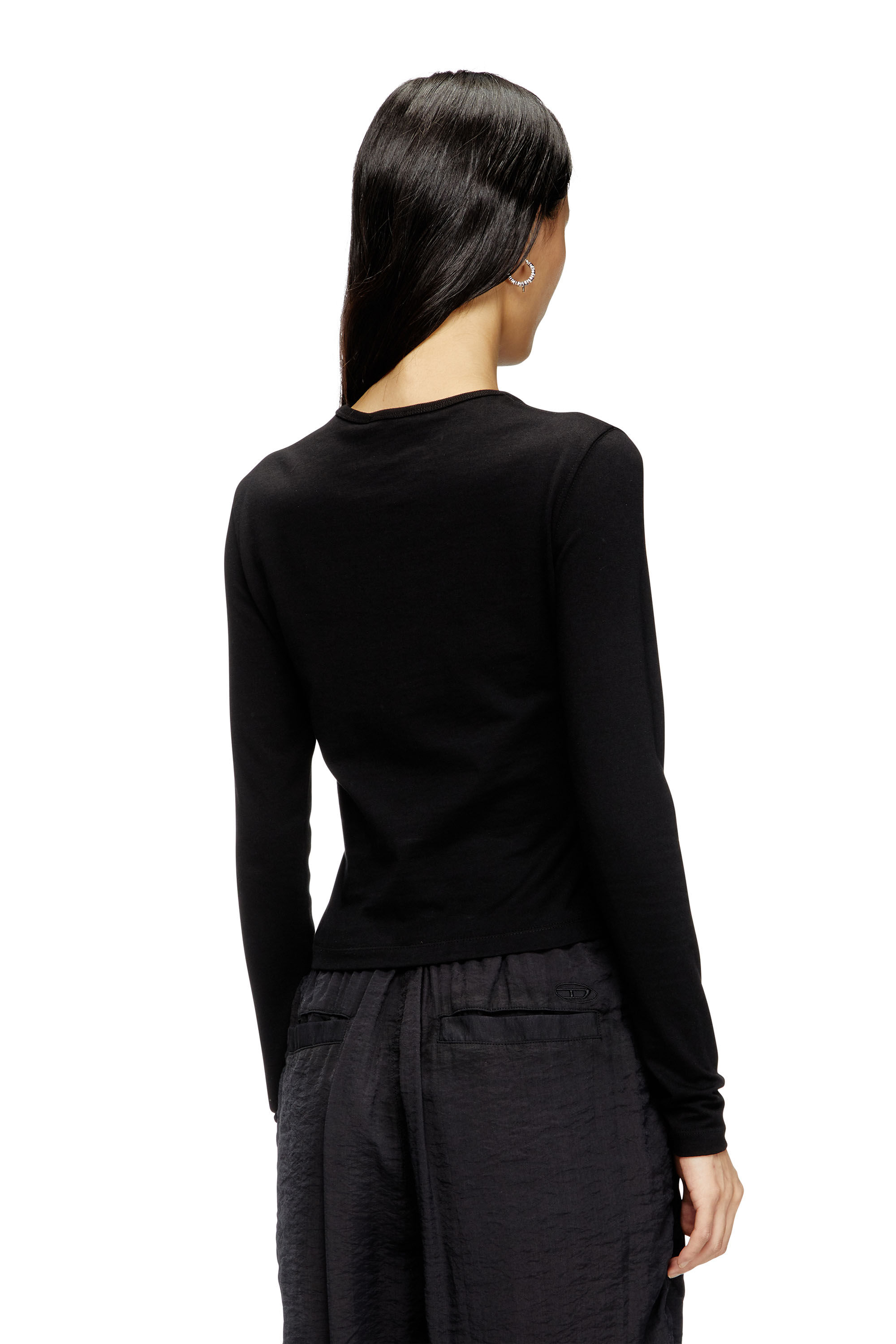Diesel - T-UNCUTIE-LONG-LS-OD, Haut à manches longues avec cut-out Oval D Femme in Noir - 4