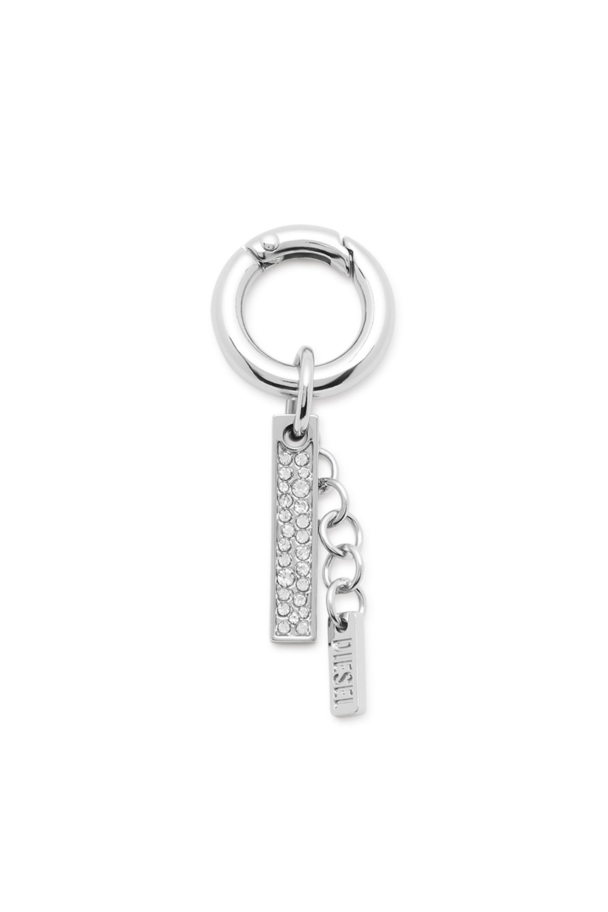 Diesel - CHARM-I, Charm en m&eacute;tal avec pendentif en strass Mixte in Gris argent&eacute; - 1