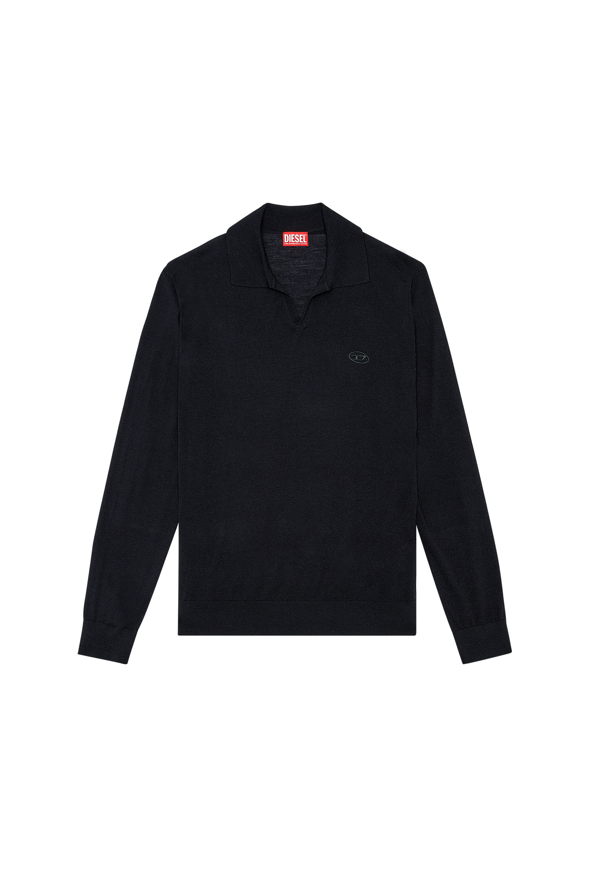 Pull en laine avec col polo Homme Noir Diesel