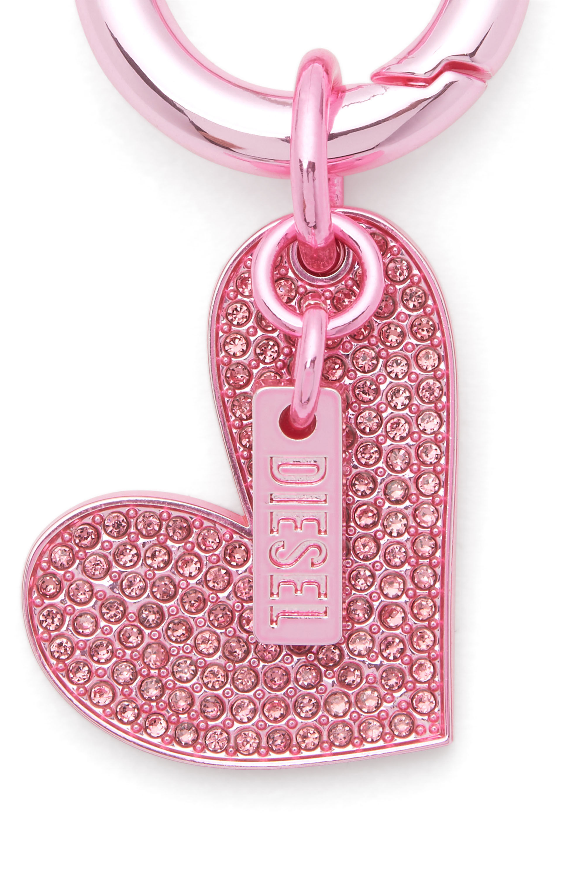 Diesel - CHARM-HEART, Breloque cœur en métal avec strass Femme in Rose - 2
