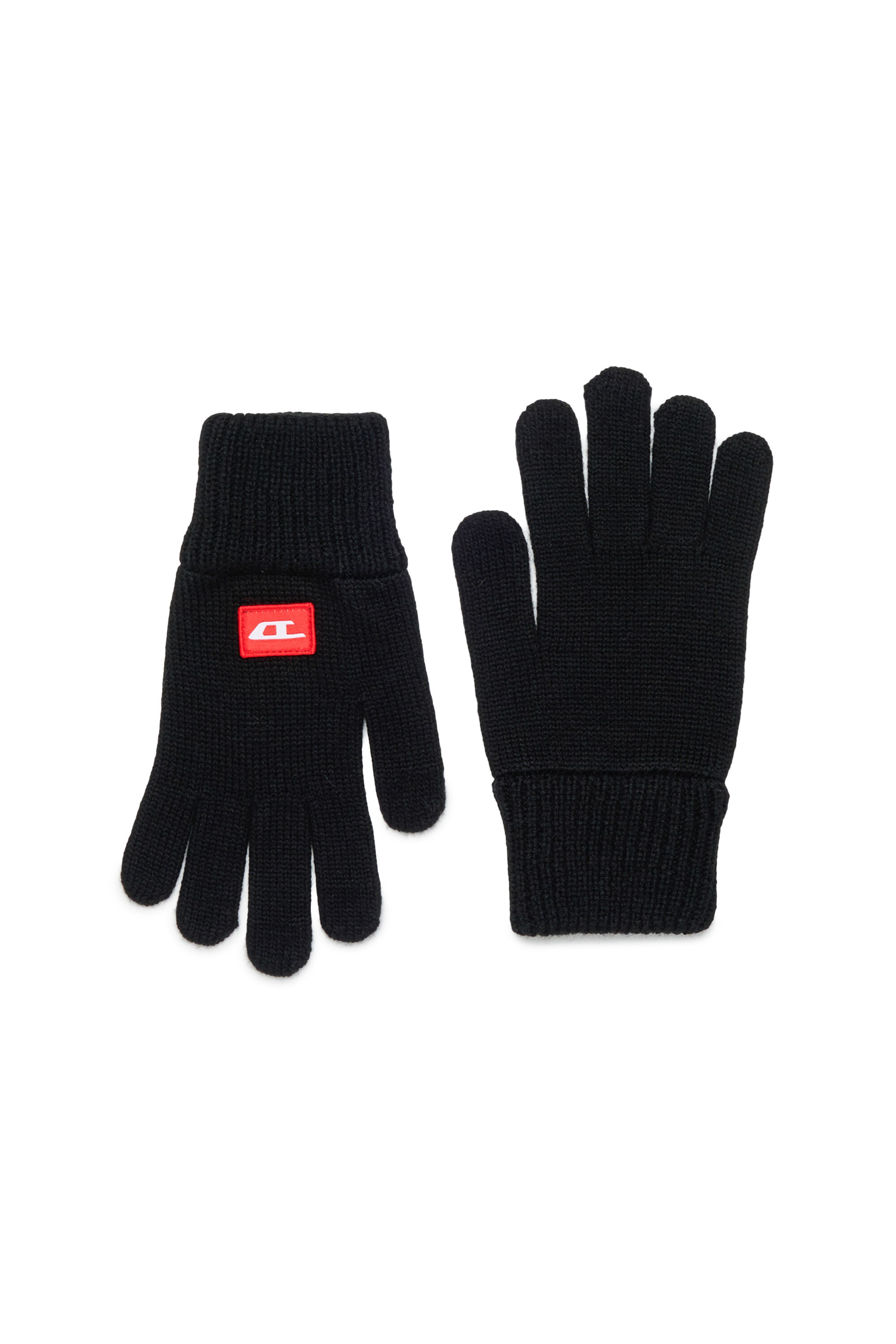 Diesel - NLOT, Gants tactiles en maille m&eacute;lang&eacute;e laine Mixte in Noir - 1