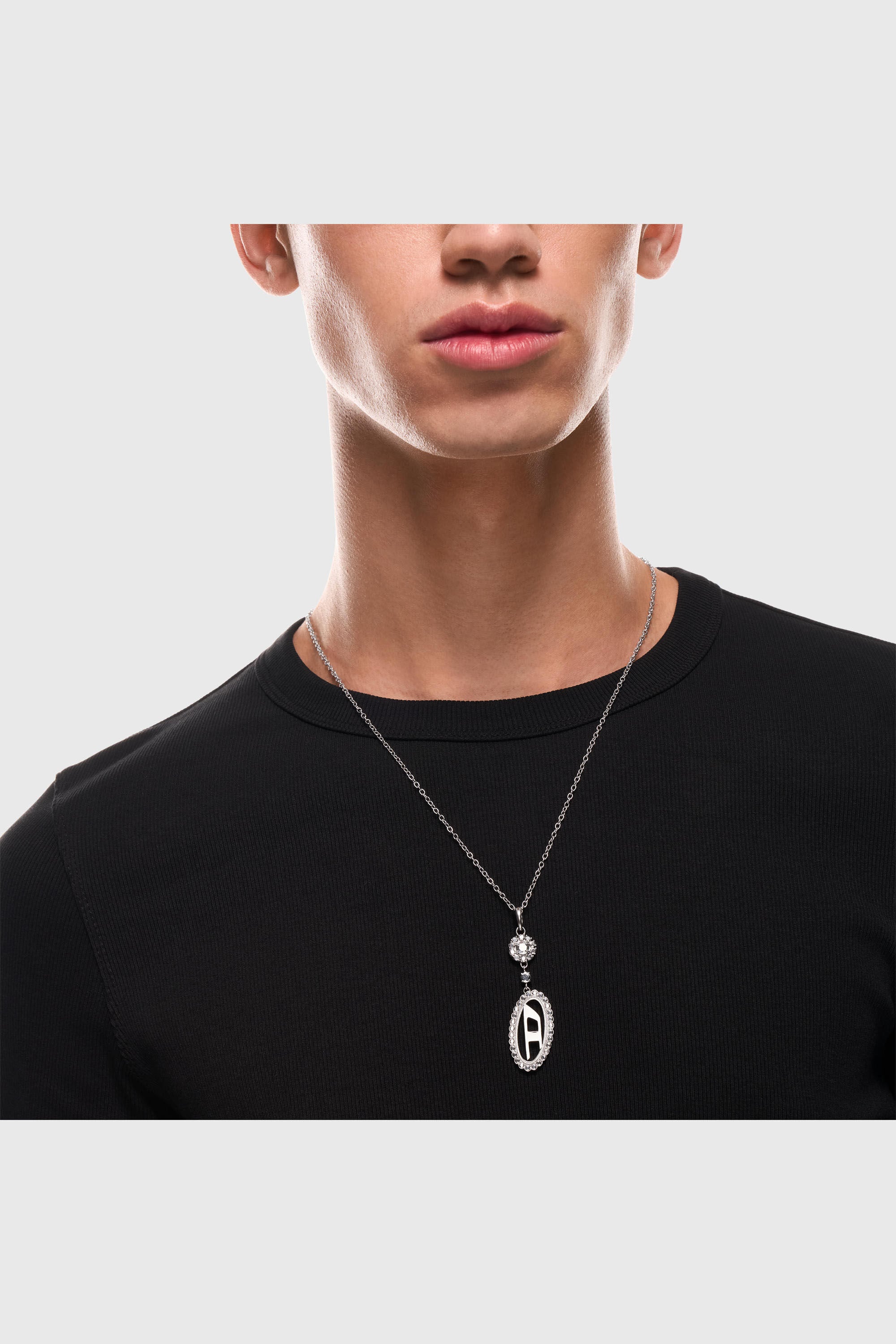 Diesel - DX1750040, Collier en acier inoxydable avec pendentif pav&eacute; Mixte in Gris argent&eacute; - 5