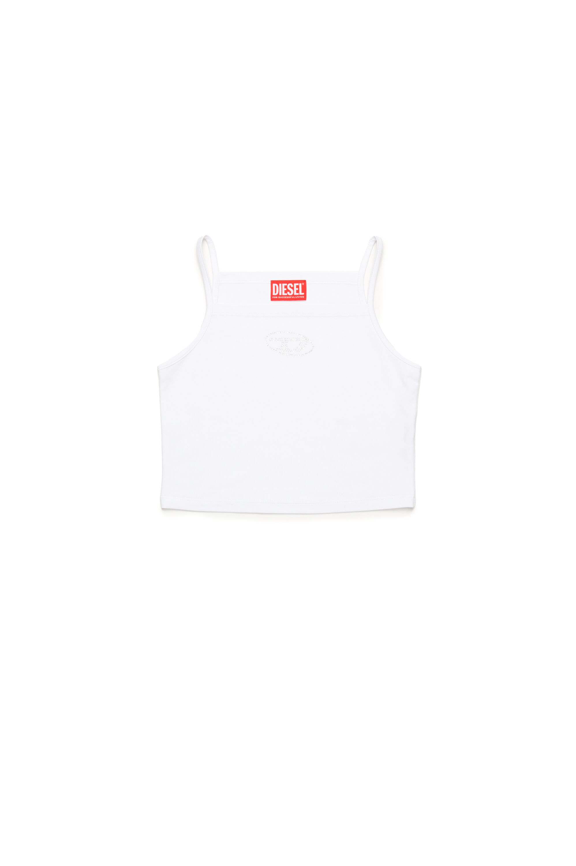 Diesel - TRIND, Caraco avec logo Oval D en cristal Femme in Blanc - 1