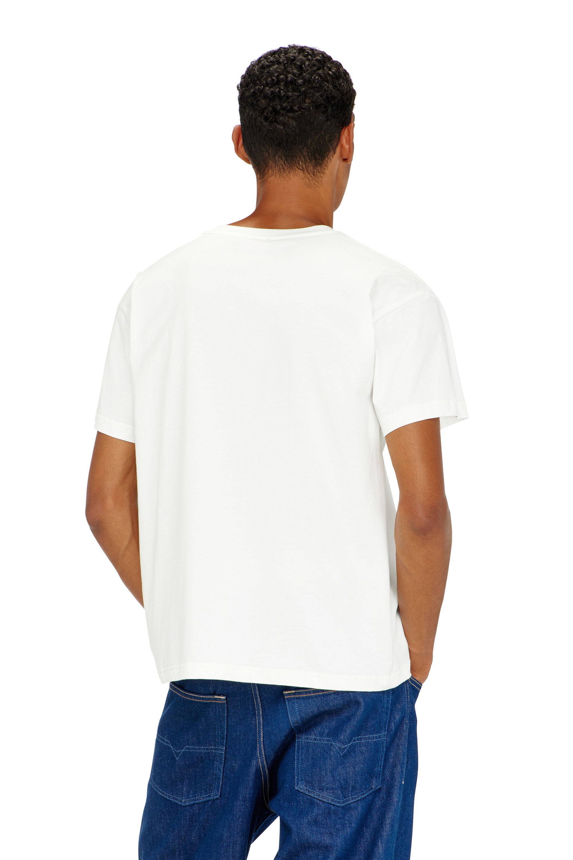Diesel - T-NORM-PIPING, T-shirt avec passepoil contrastant Homme in Blanc - 4