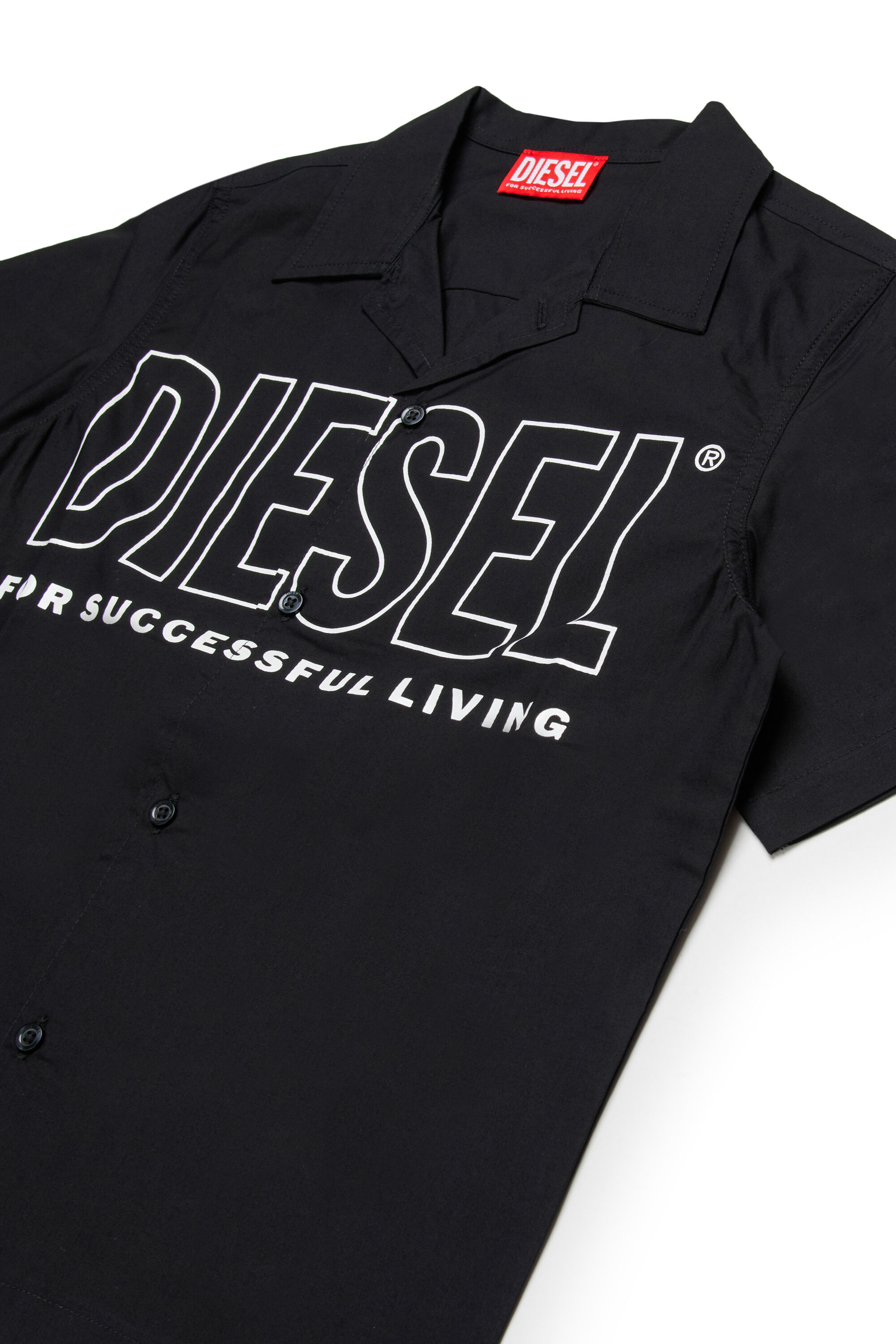 Diesel - MCDRID, Man's Cotton shirt with short sleeves in Black - 3