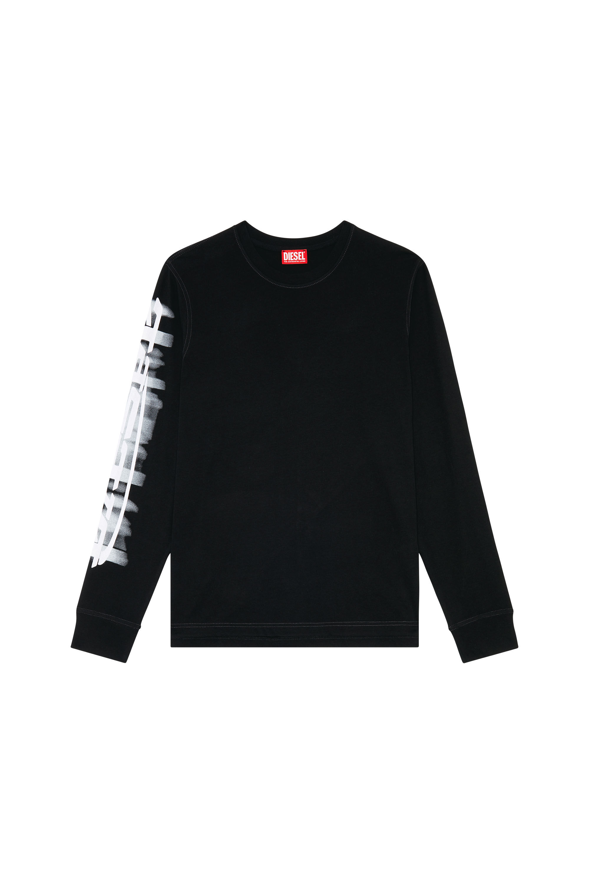 Diesel - T-JUST-LS-SLITS-N2, T-shirt à manches longues avec imprimé Diesel effet flou Homme in Noir - 2