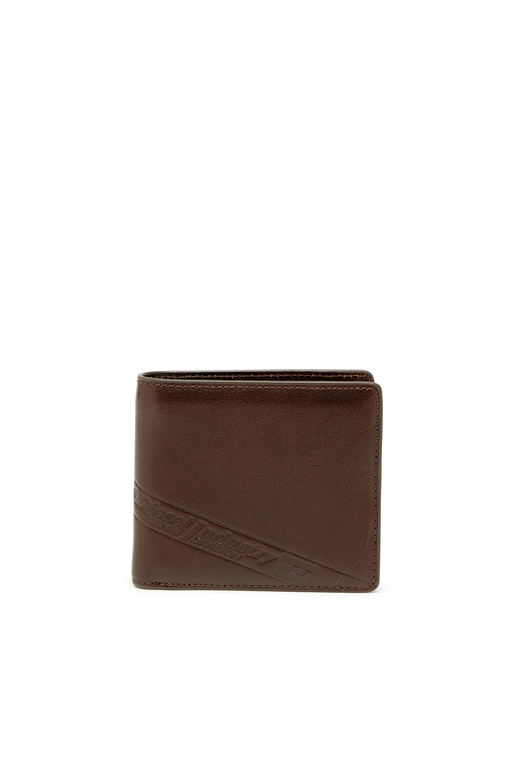 Diesel - FLAG-D BI-FOLD COIN S 3D, Portefeuille en cuir pliable avec logo emboss&eacute; Homme in Marron - 1