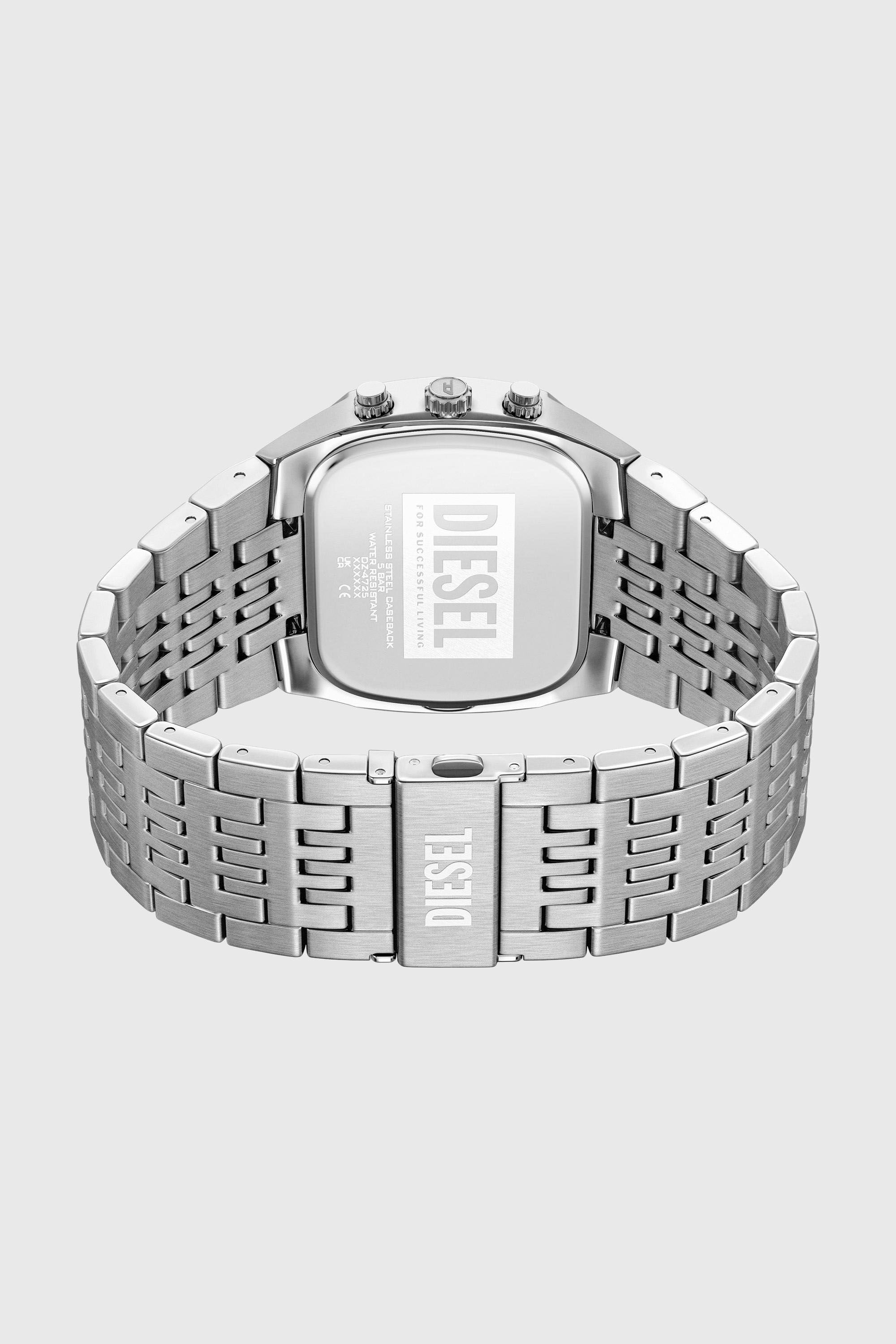 Diesel - DZ4725 WATCH, Montre Spiked Cushion en acier inoxydable Homme in Gris argent&eacute; - 8