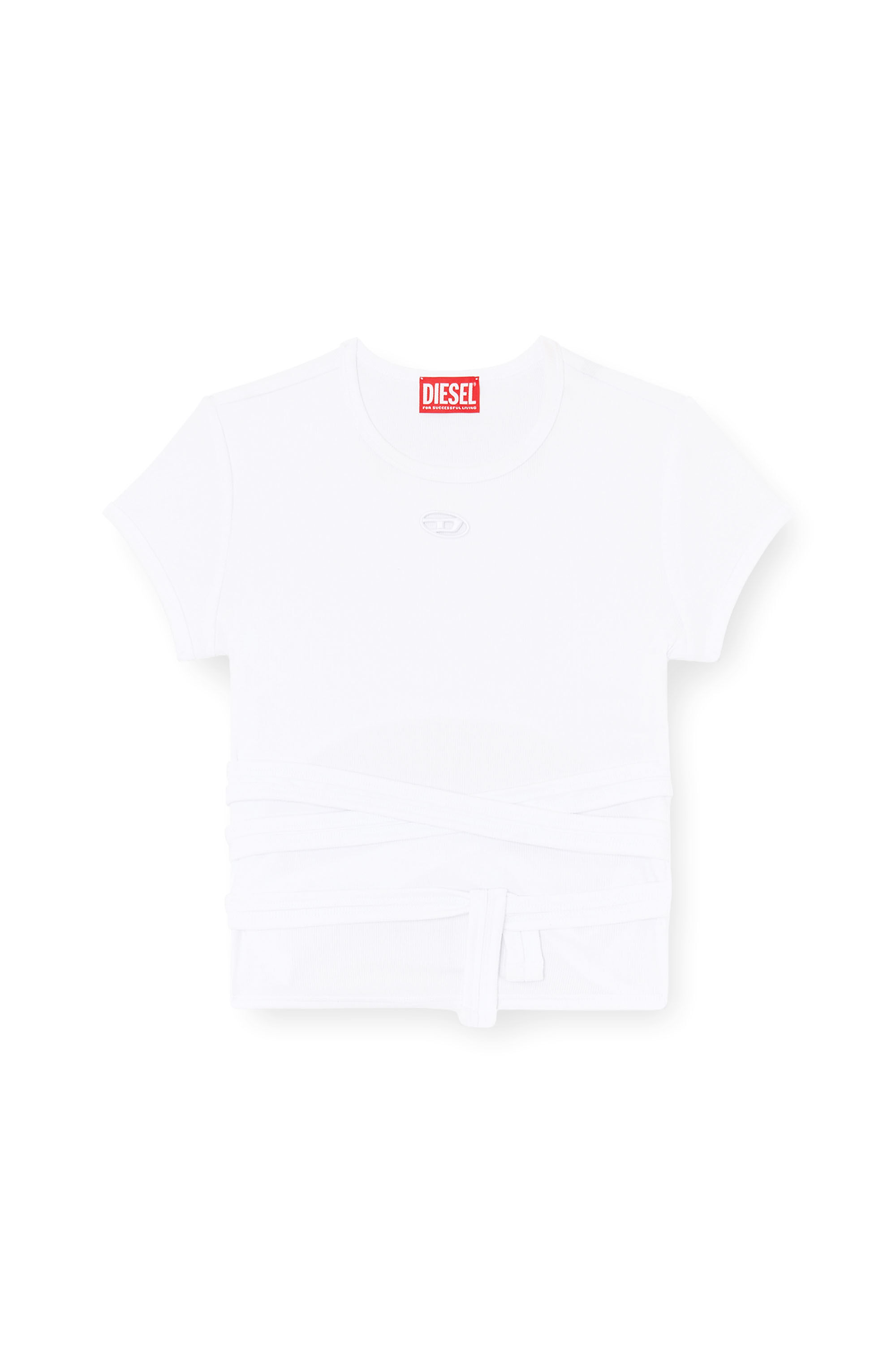 Diesel - T-BUNNY-TAIL-S1, Haut c&ocirc;tel&eacute; avec lacets enveloppants Femme in Blanc - 2