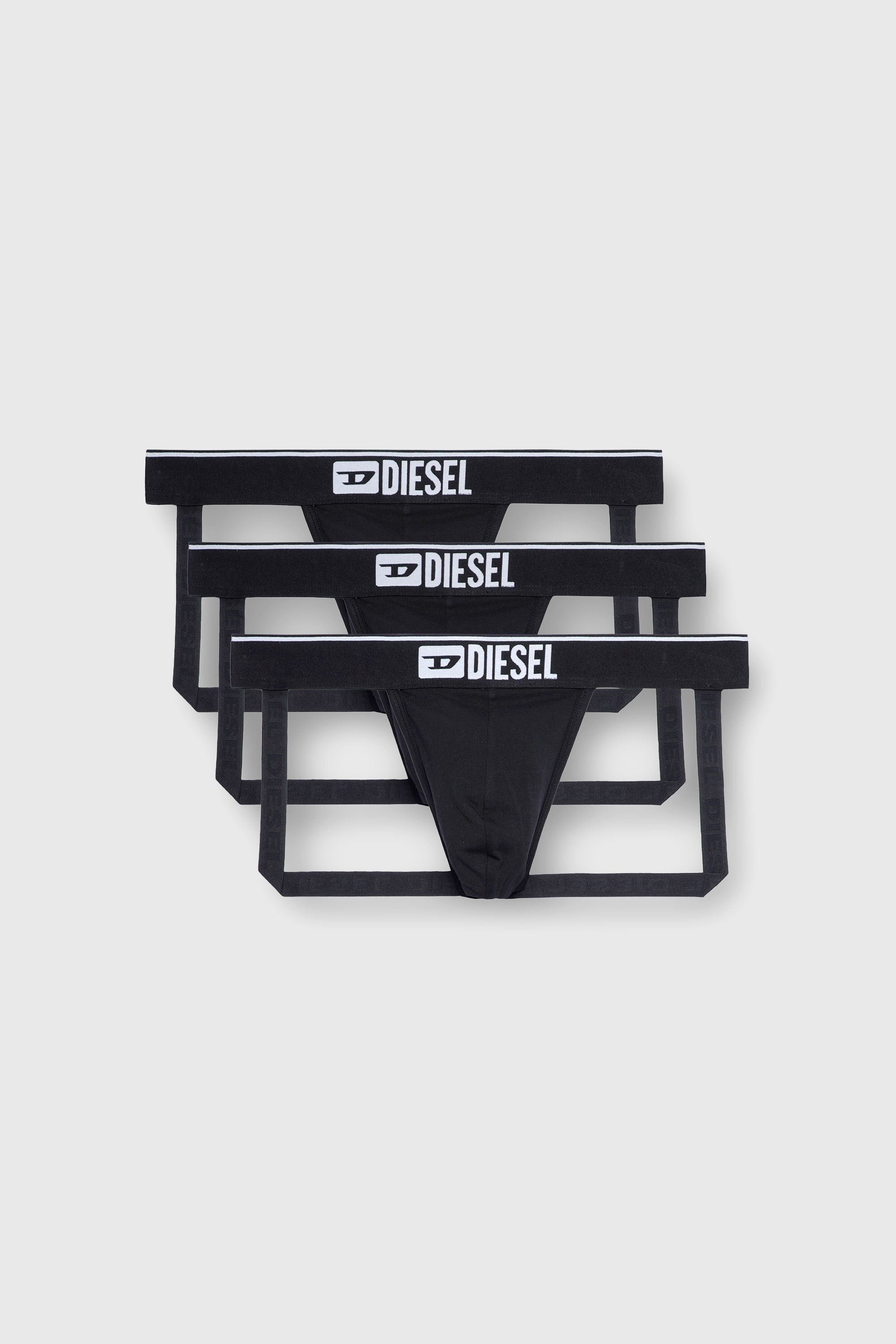Diesel - UMBR-JOCKYTHREEPACK, Lot de trois jockstraps avec logo sur le devant Homme in Noir - 2