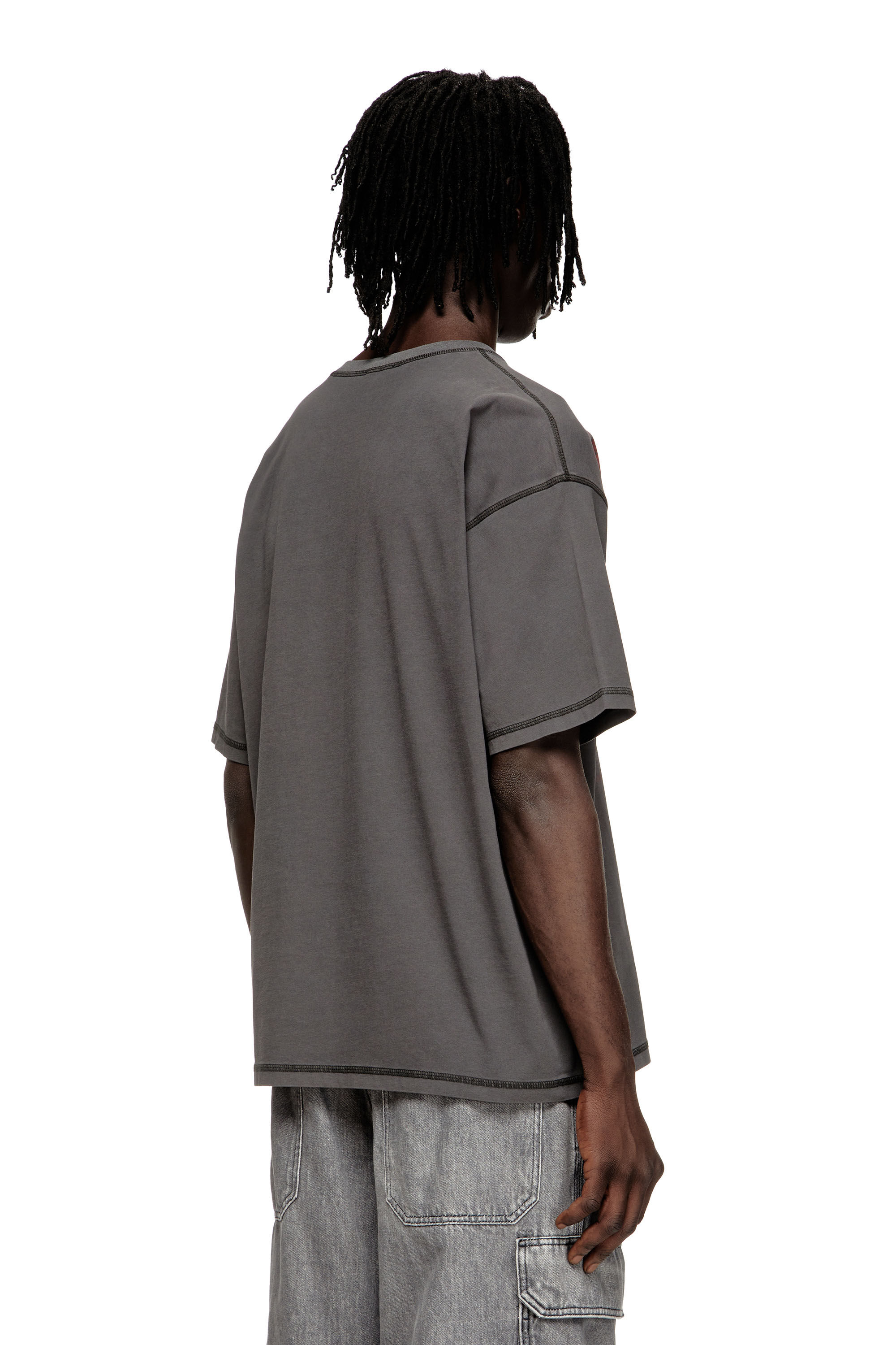 Diesel - T-BOXT-T5, T-shirt en coton avec imprimé Oval D Homme in Gris - 4