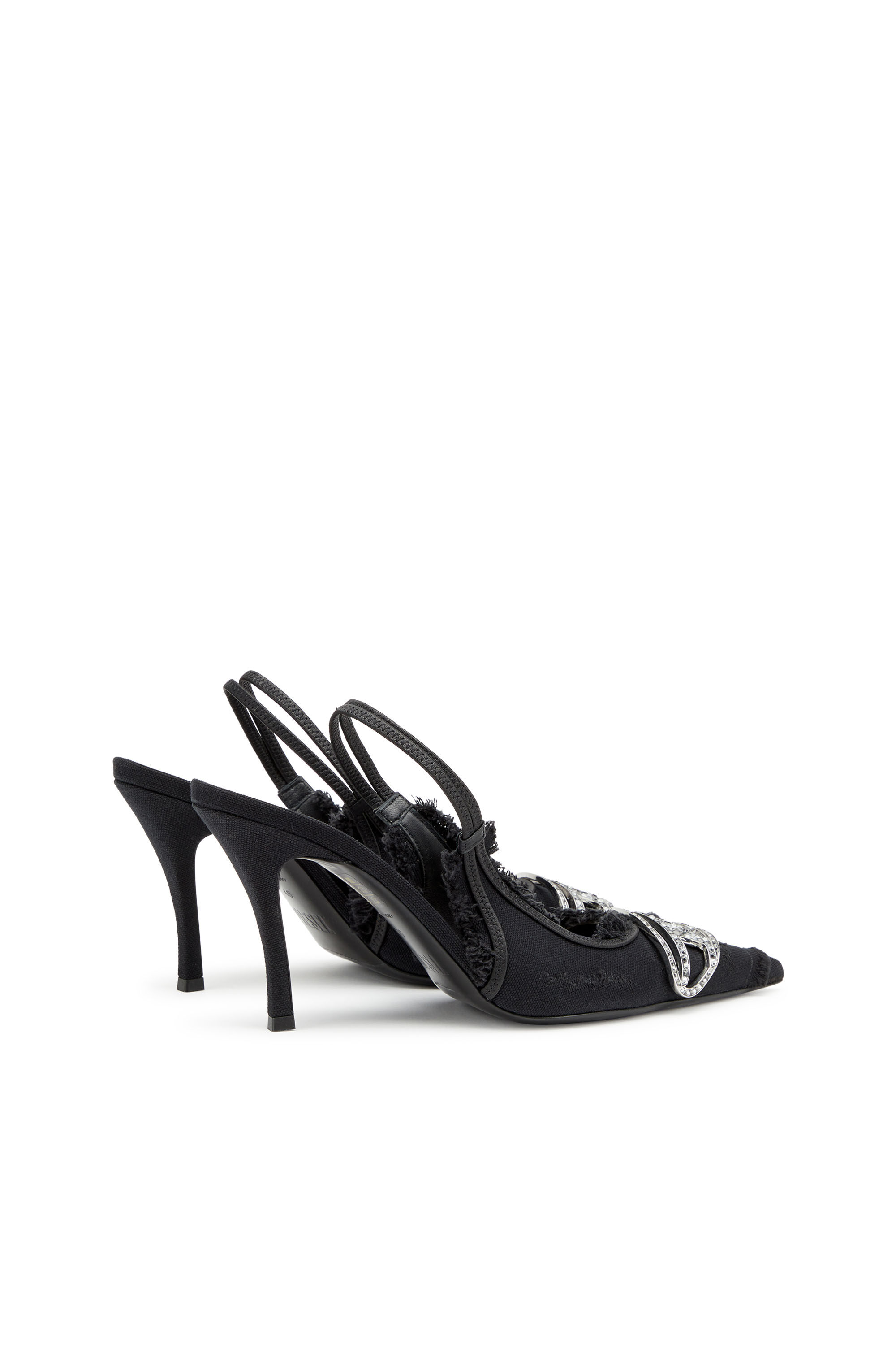 D Venus Escarpins a bride arriere en toile effet vieilli Femme Noir Diesel