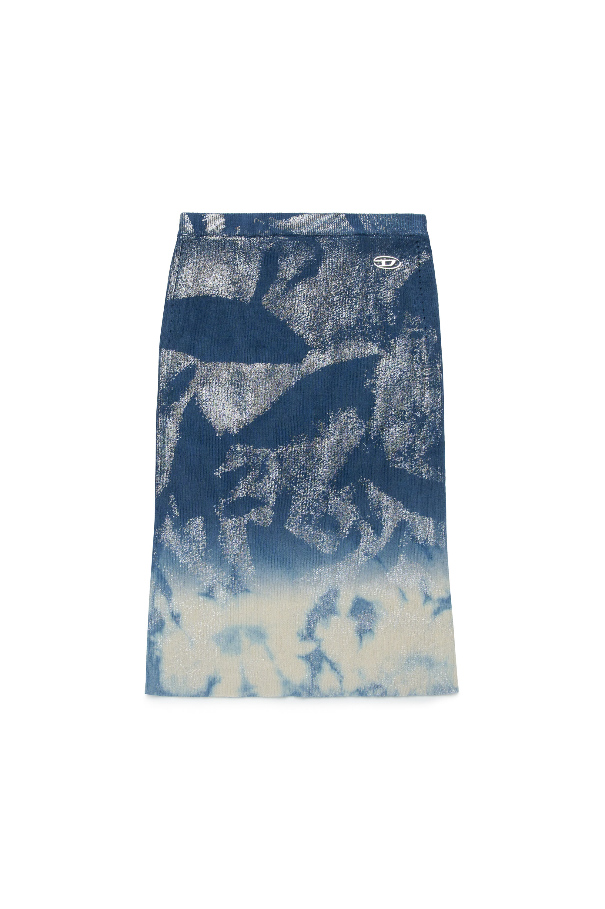 Diesel - GMILAN, Jupe crayon métallisée en tricot teinte en plongée Femme in Gris argenté - 1