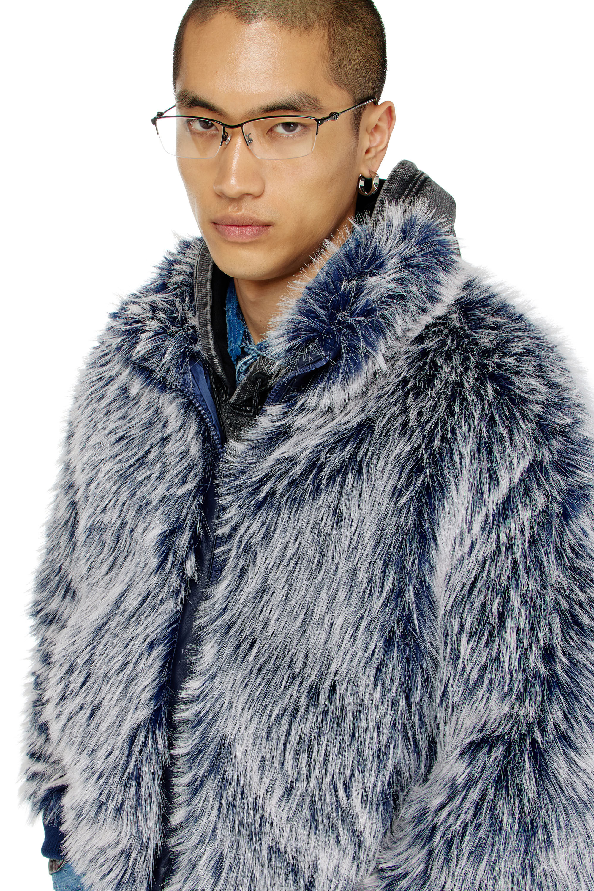 Diesel - W-VICTOR, Veste d'hiver shaggy Homme in Bleu - 5