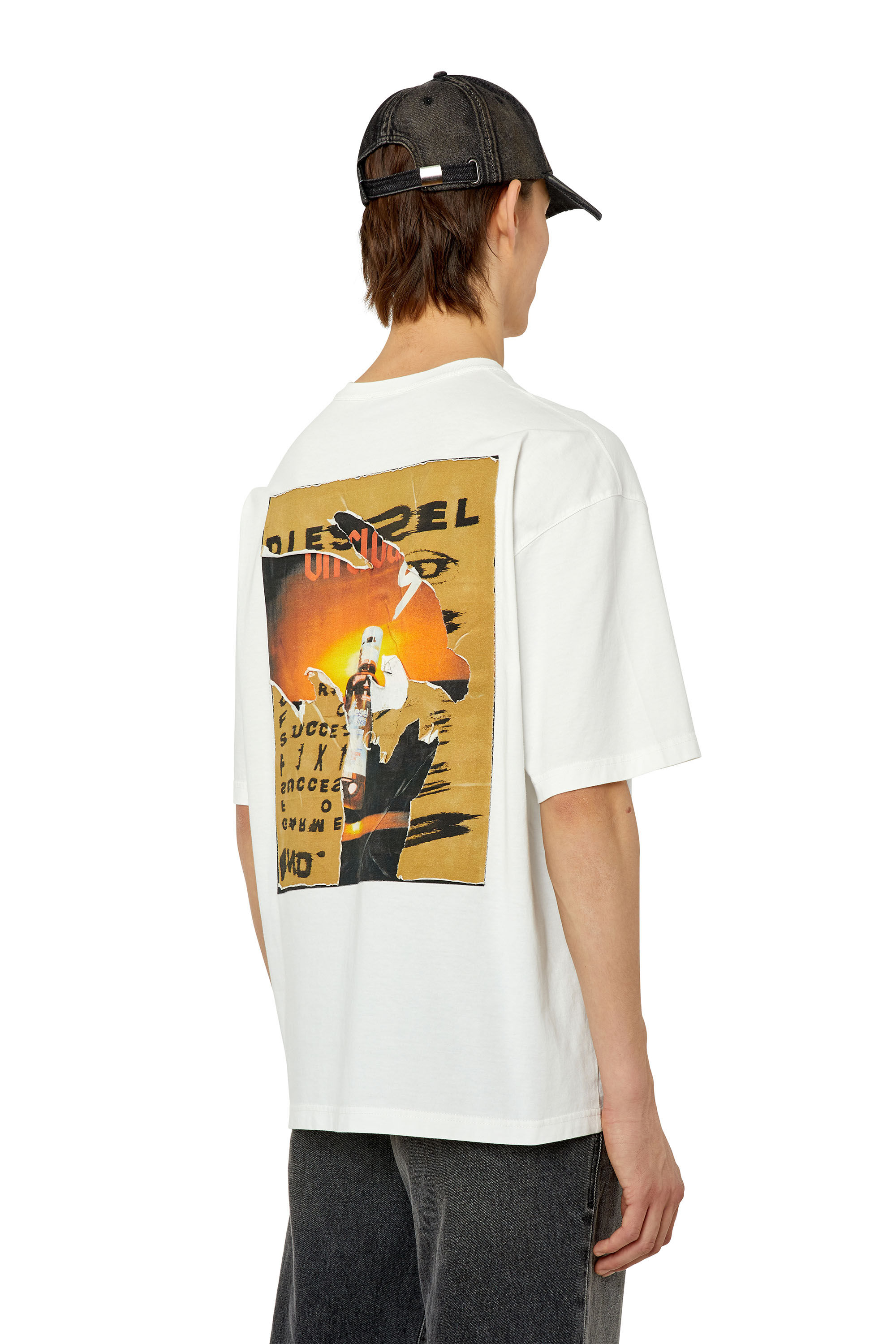 Diesel - T-WASH-POFF, Man's T-shirt with peel-off patches in White - 3