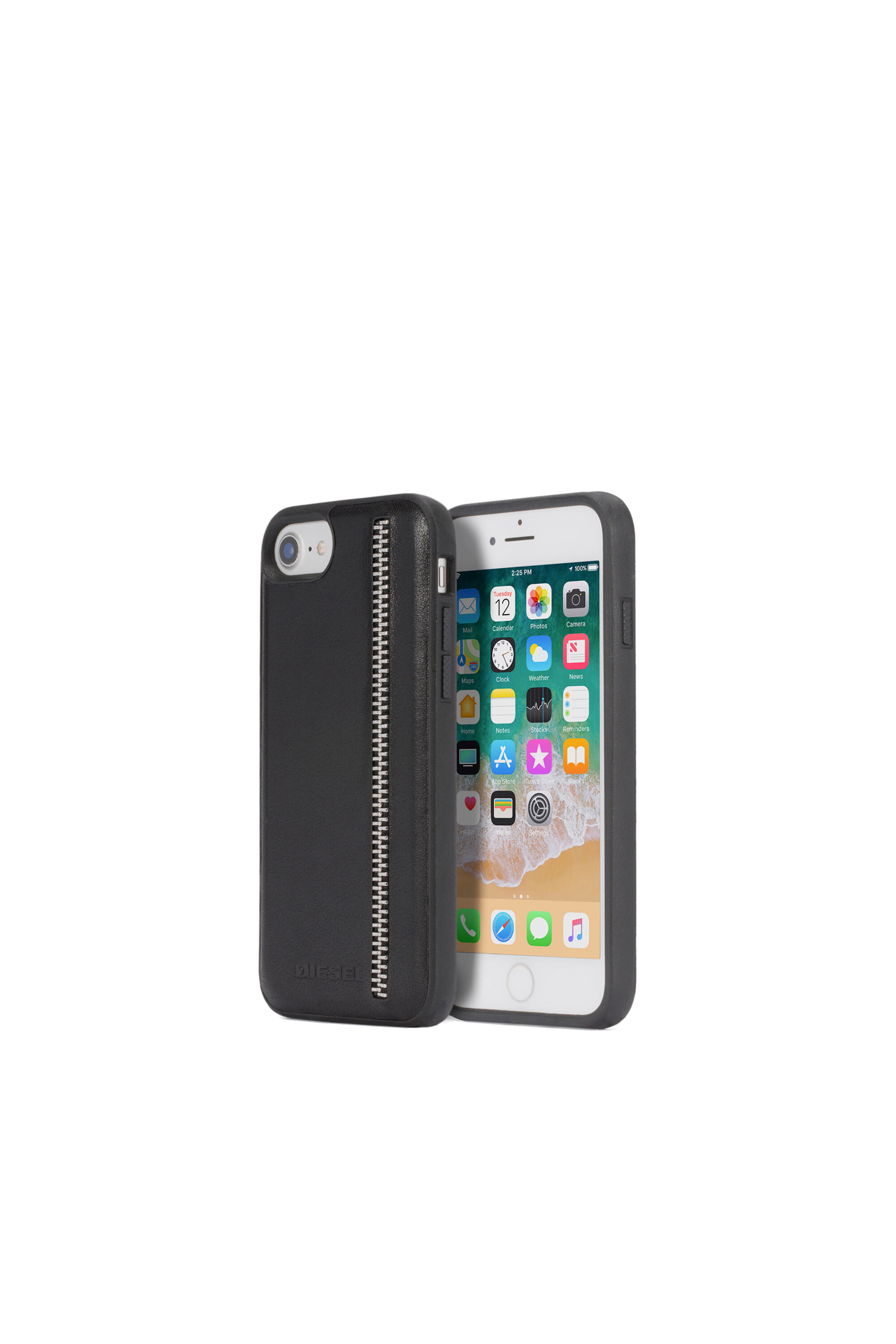 Diesel - ZIP BLACK LEATHER IPHONE 8/7/6s/6 CASE, Coque en cuir noir avec zip, iPhone 8/7/6s/6 Mixte in Noir - 1