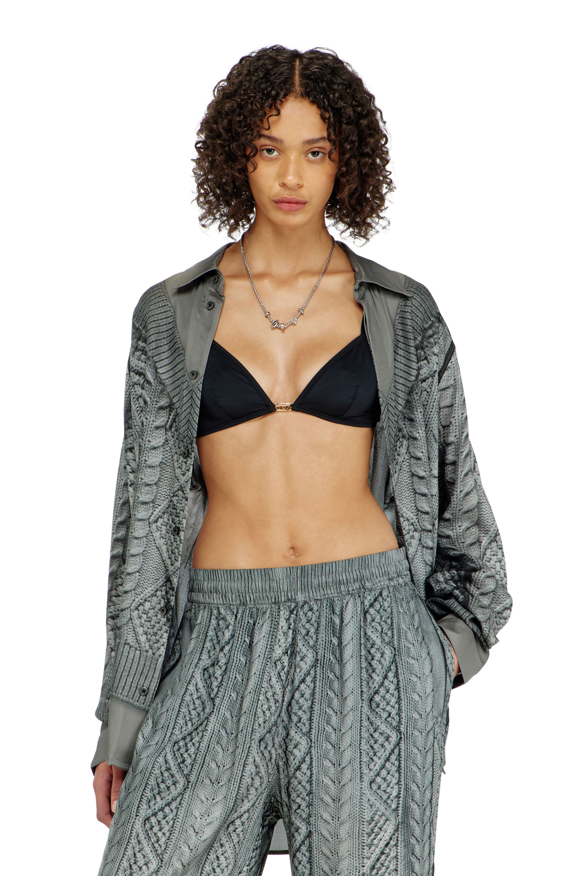 Diesel - LUNA-UTLT, Soutien-gorge triangle en nylon avec d&eacute;tail Oval D Femme in ToBeDefined - 5