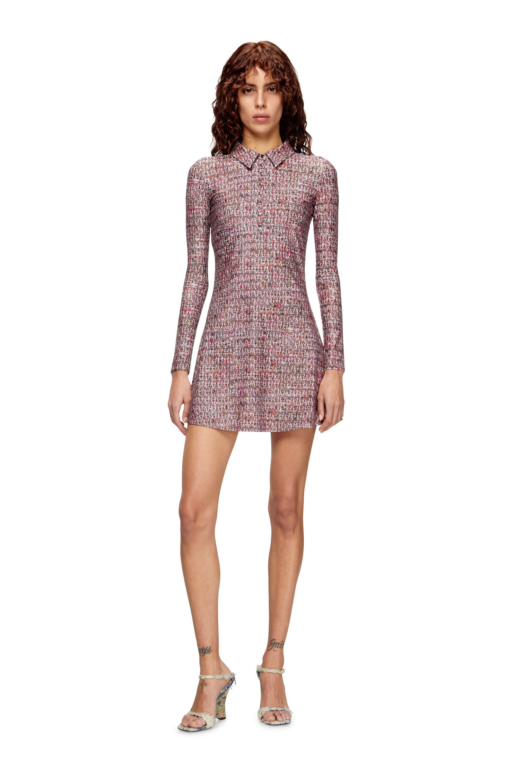 Diesel - D-POLYNA, Robe en Lycra avec imprimé bouclé Femme in Rose - 3