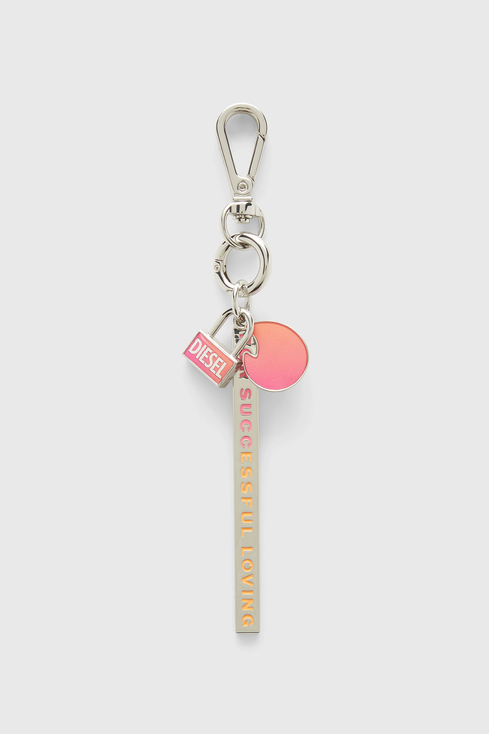 Diesel - TINDER CHARM, Porte-cl&eacute;s en m&eacute;tal d&eacute;grad&eacute; Mixte in Gris argent&eacute; - 1