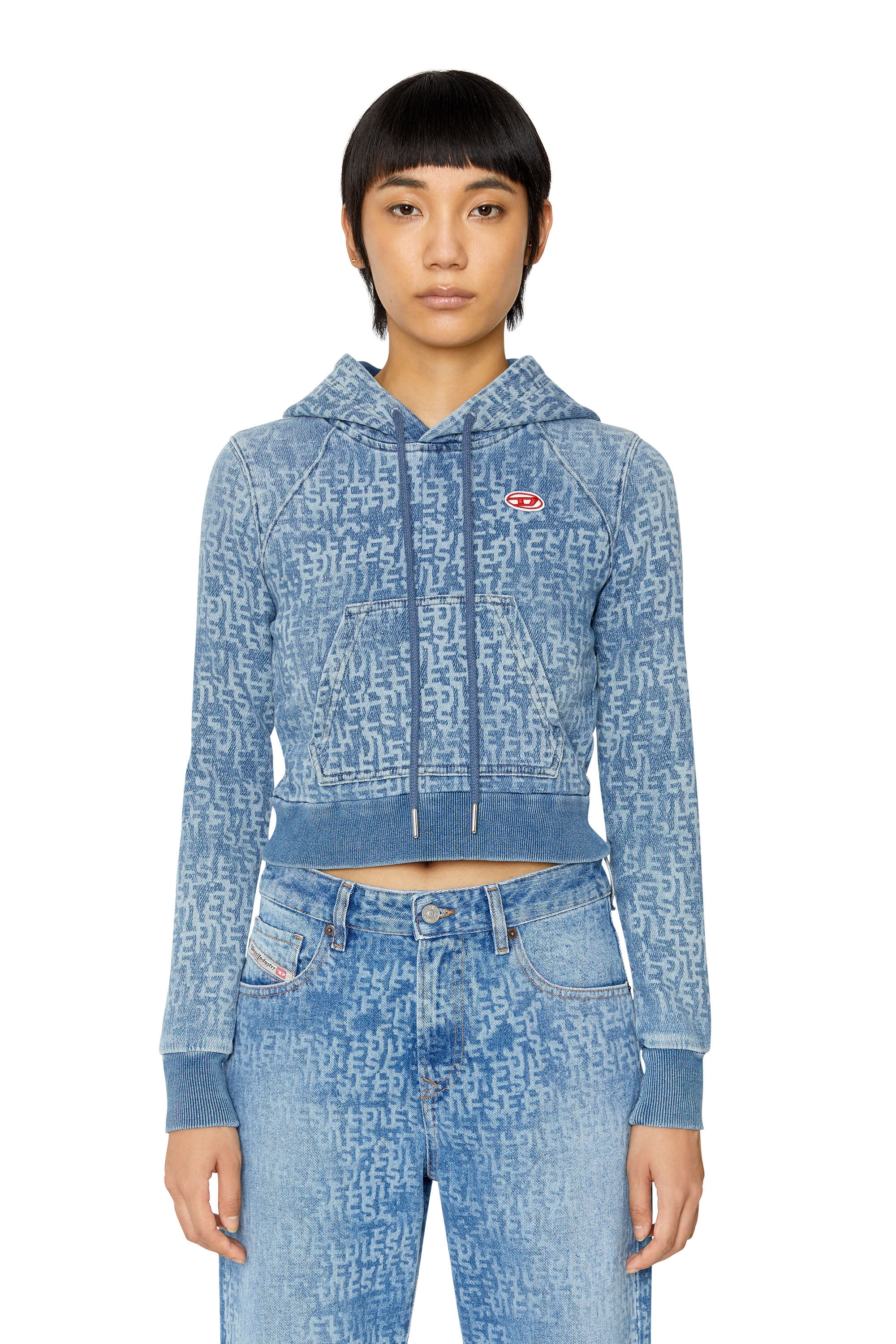 Diesel - D-ANGY TRACK DENIM HOODIE, Bleu Clair - Image 3
