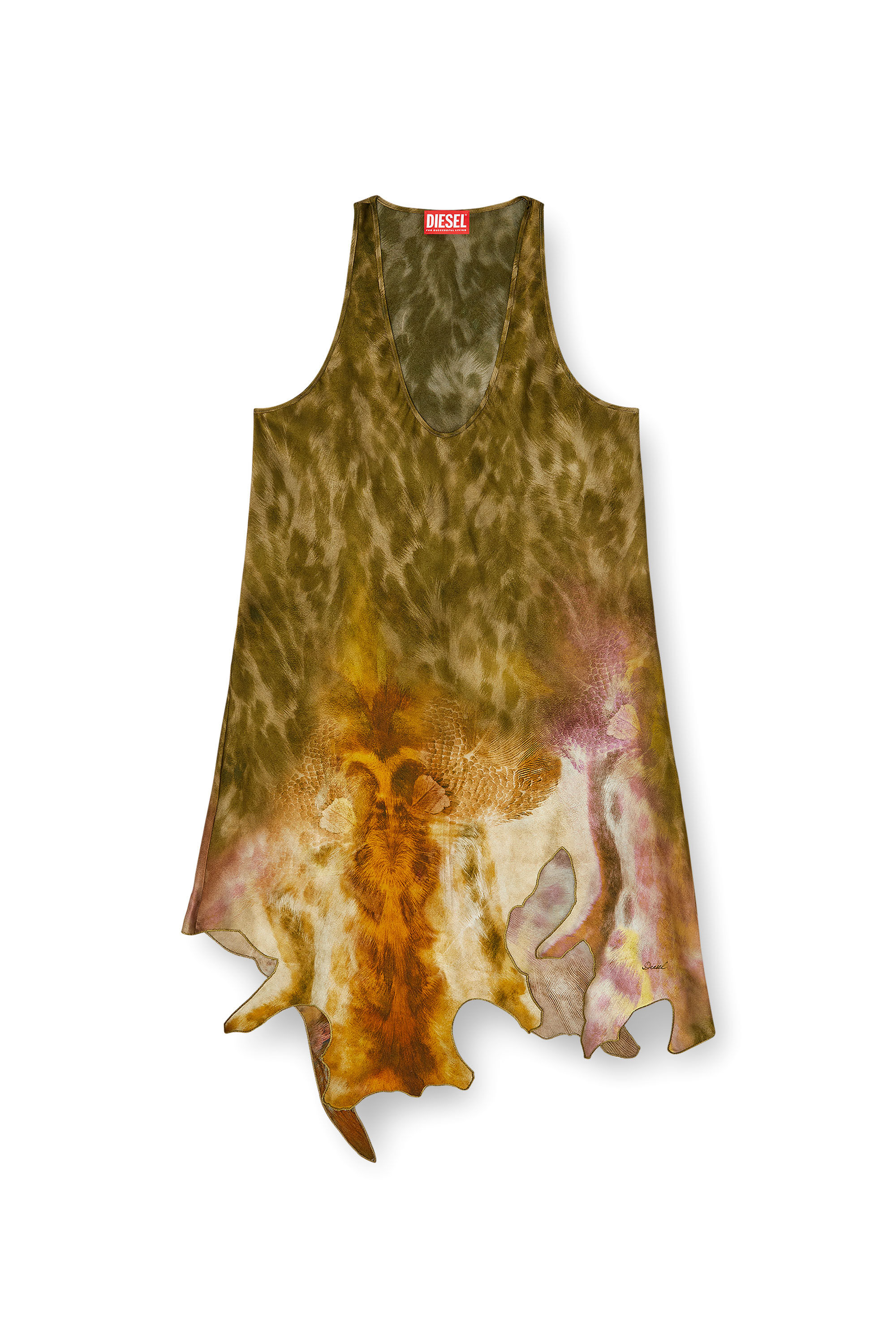 Diesel - D-AHIUL, Robe courte en satin avec ourlet effet peau Femme in Polychrome - 2