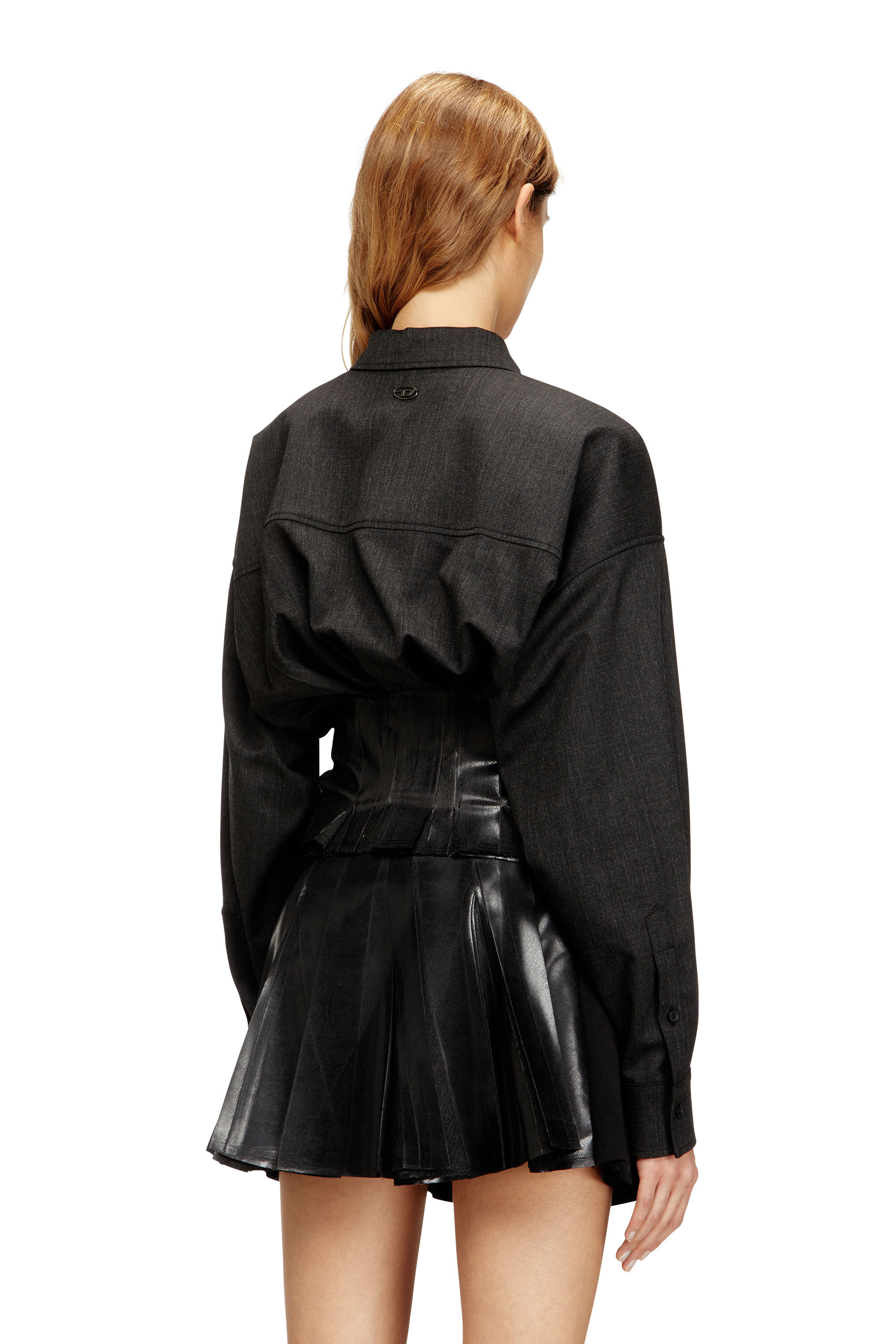 Diesel - G-ANBU, Veste-chemisier à plis enduits Femme in ToBeDefined - 4