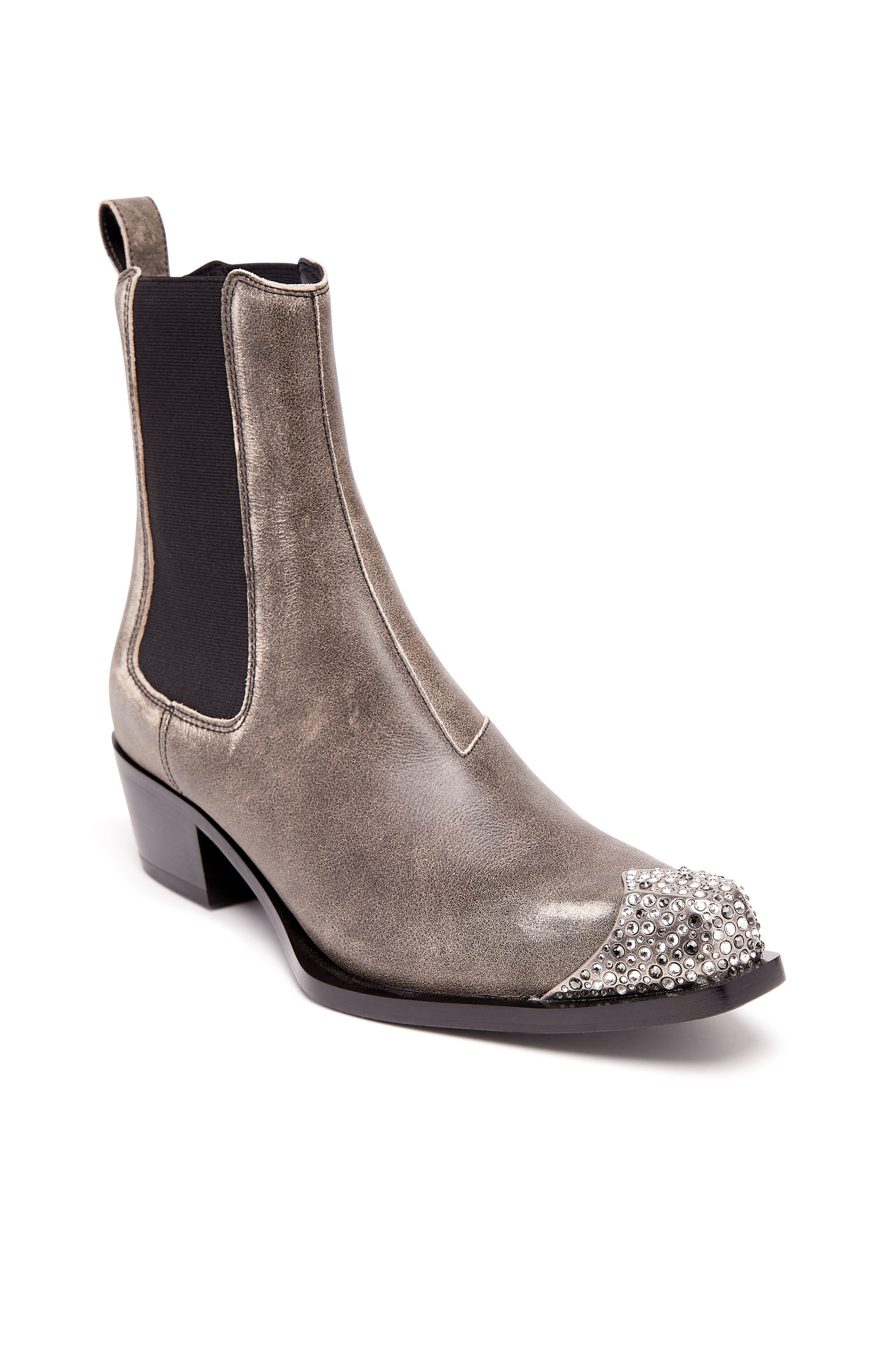 Diesel - D-CALAMITY AB, D-Calamity Ab - Bottes en cuir traité avec embout en cristal Femme in Marron - 4