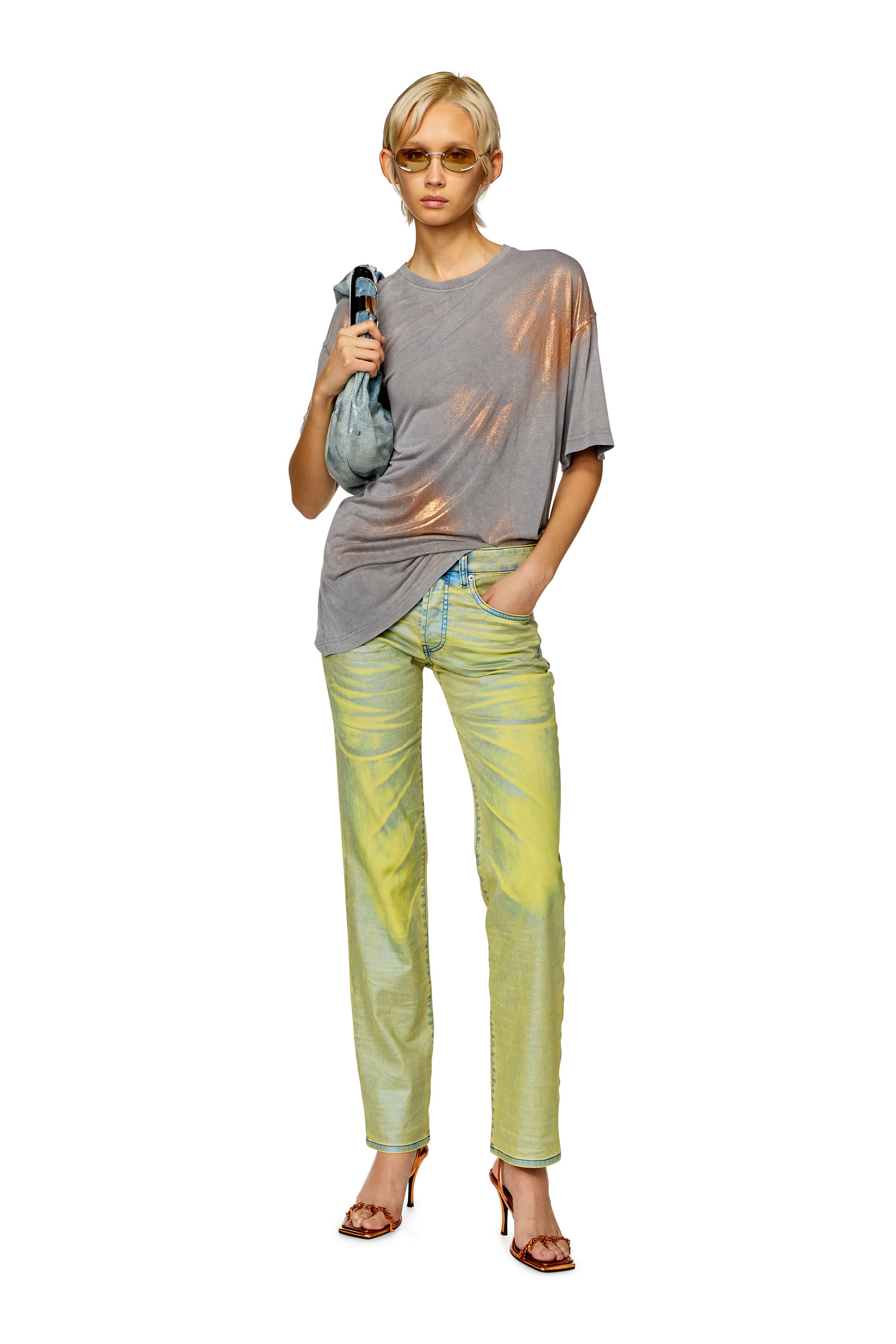 Diesel - T-BUXT, T-shirt métallisé délavé Femme in Polychrome - 1