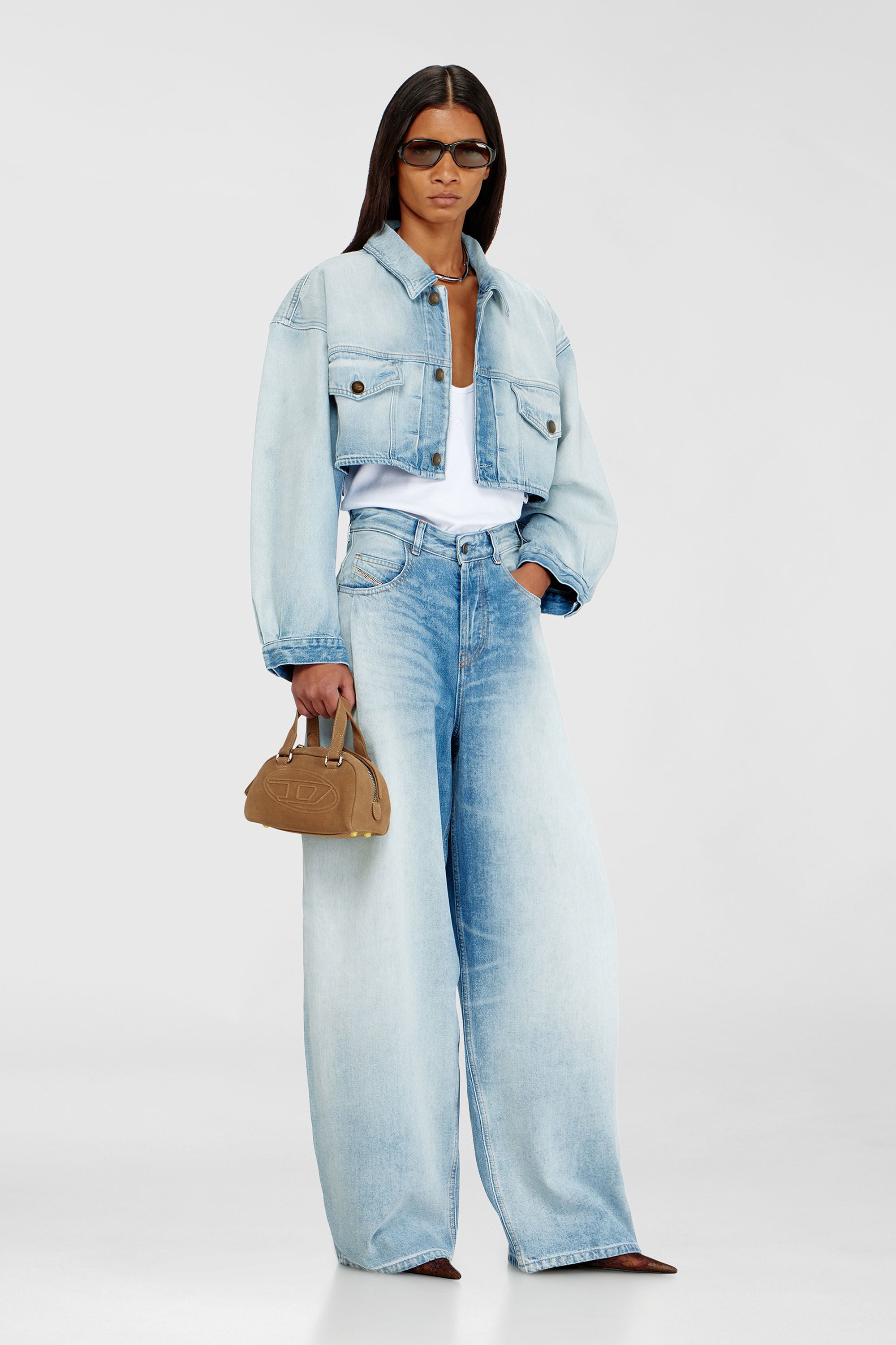 Diesel - DE-MALLEY-S, Veste trucker courte et oversize Femme in Bleu - 1