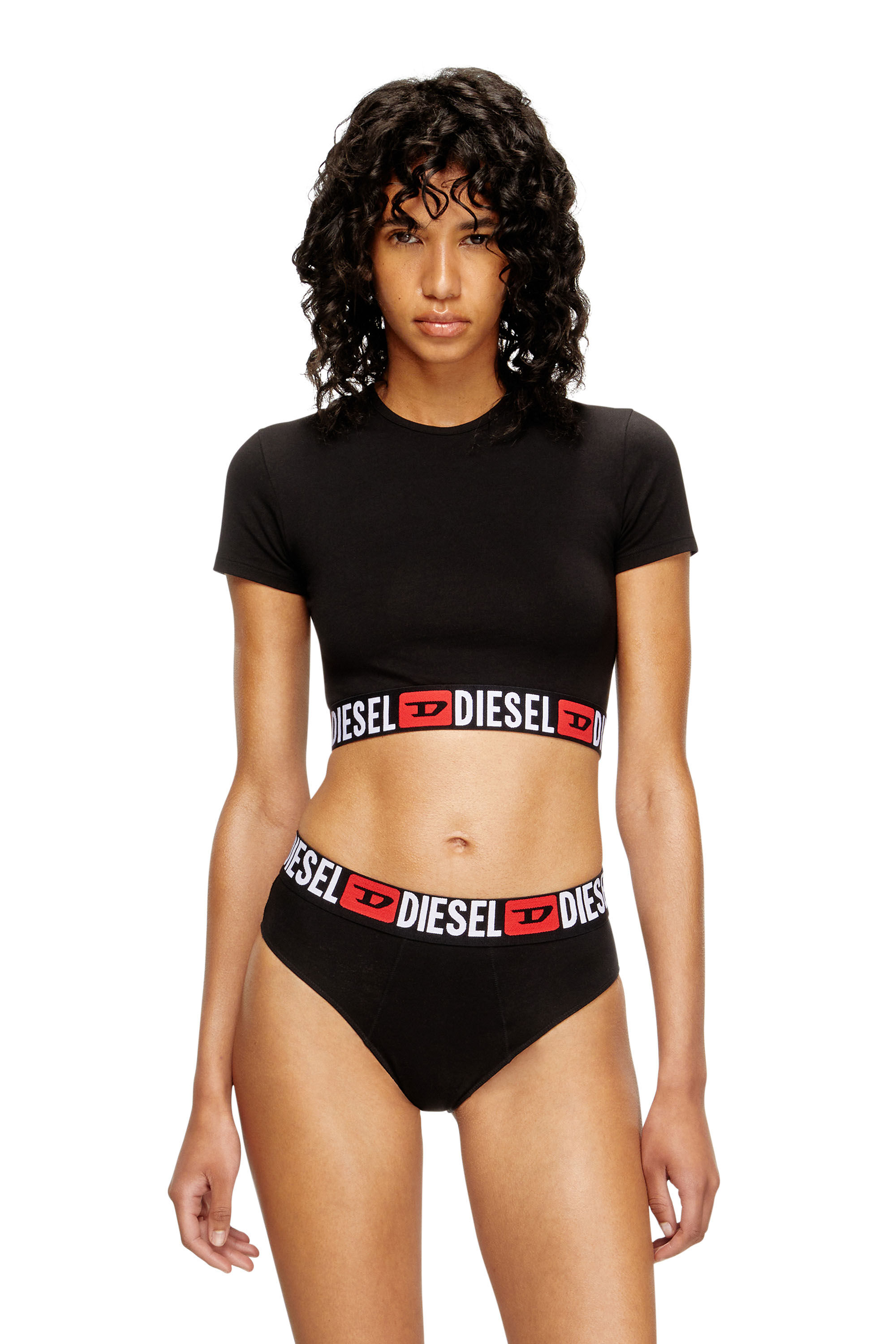 Diesel - IRMA-D-CORE, Crop top avec bande à logo Femme in Noir - 3