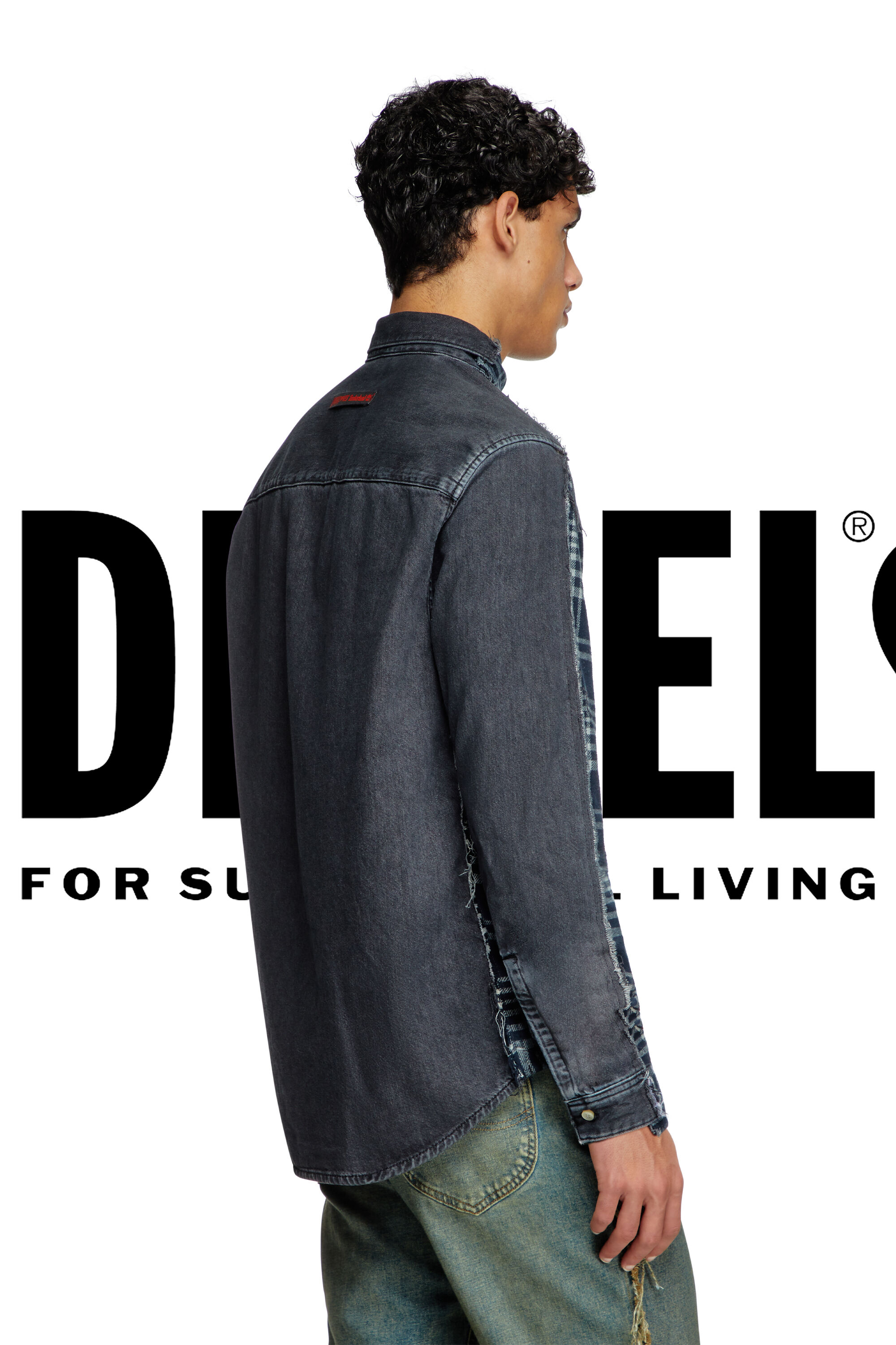Diesel - Shirt Dieseloves 6B, Chemise à carreaux en denim surteinte Mixte in Polychrome - 5