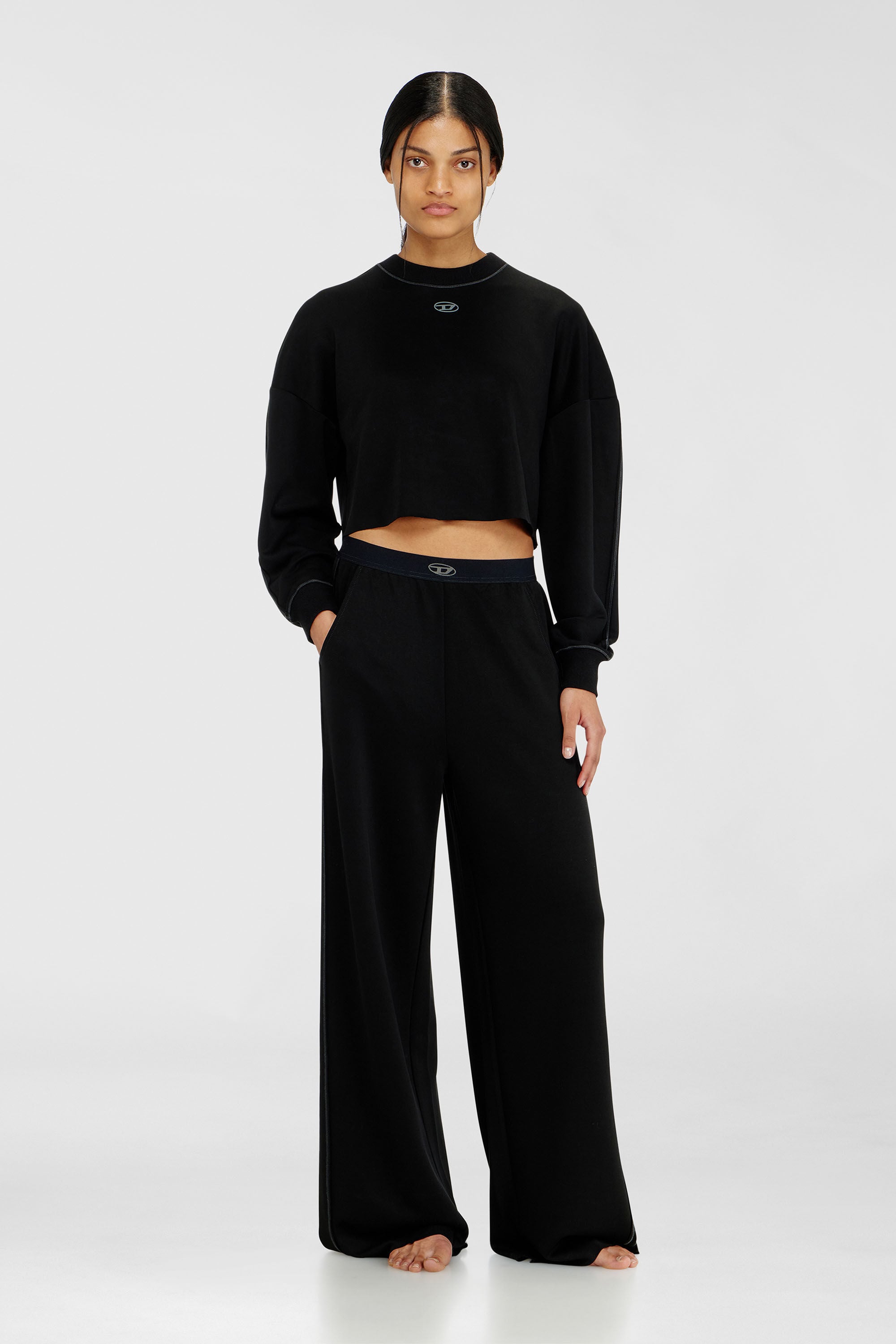 Diesel - ALYSA-UTLT, Pantalon de surv&ecirc;tement en scuba stretch l&eacute;ger Femme in Noir - 1