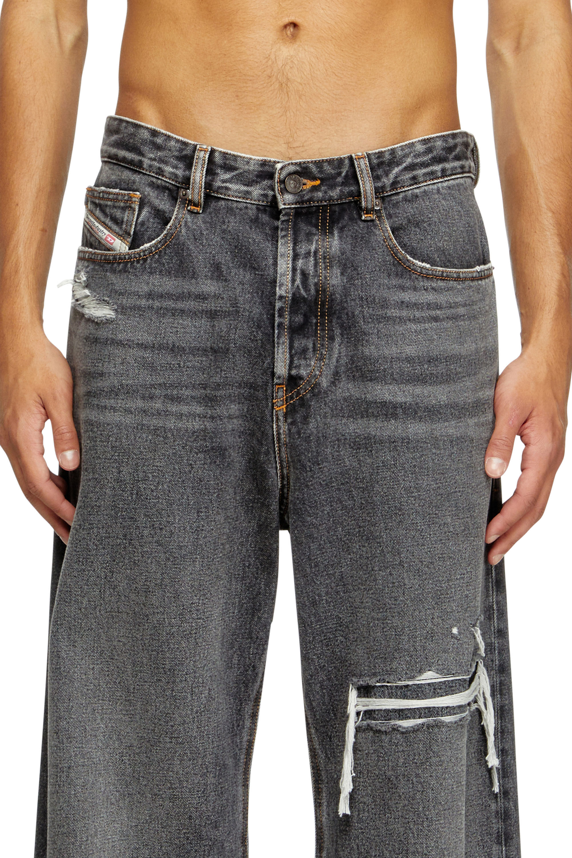 Diesel - Relaxed Jeans D-Rise 007F6 Homme, Noir/Gris foncé - Image 5