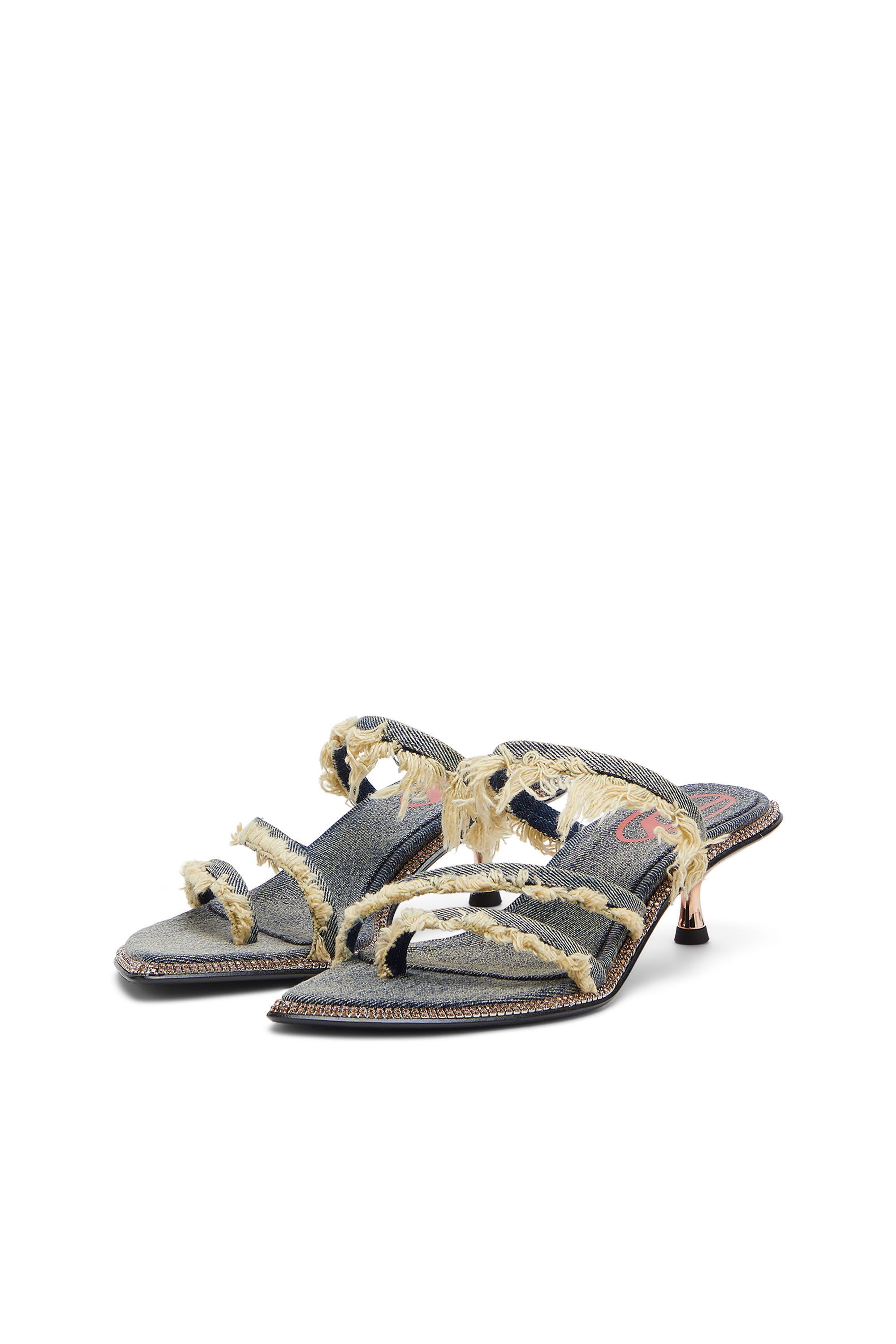 Diesel - D-HAVANNA KITTIE, D-Havanna Kittie-Mules en denim effiloché avec cristaux Femme in Bleu - 8