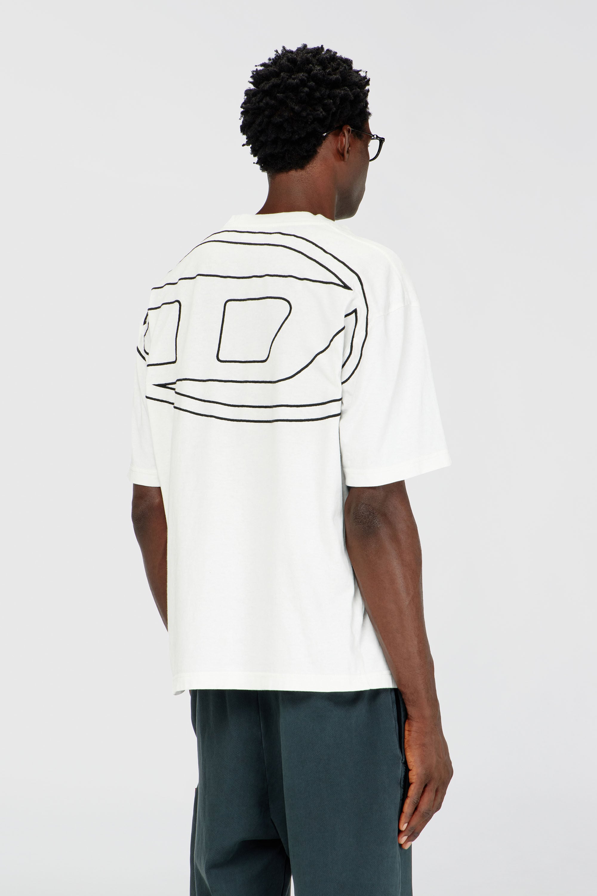 Diesel - T-BOGGY-MEGOVAL-D, T-shirt avec maxi oval D brod&eacute; Homme in Blanc - 4