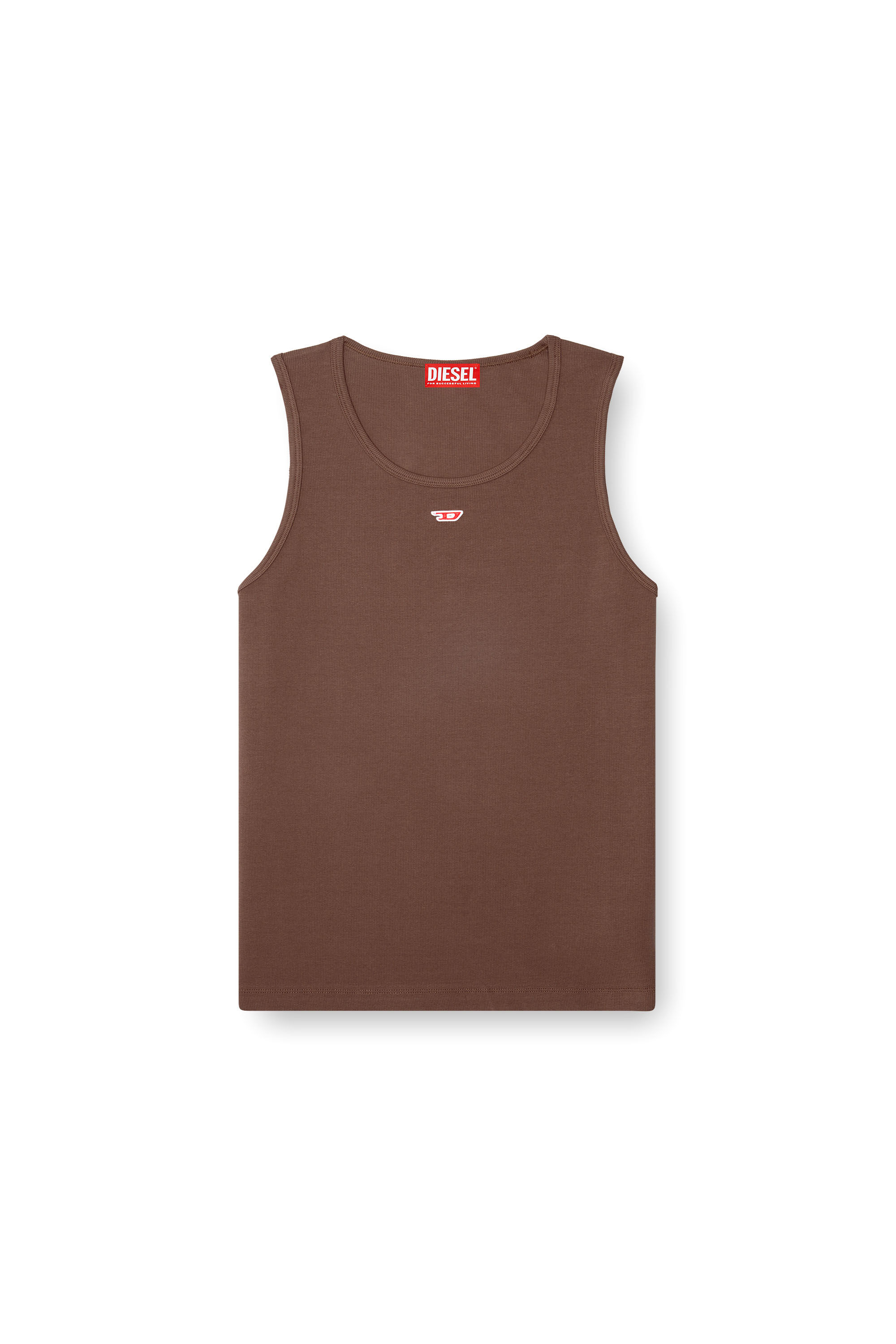 Diesel - T-LIFTY-D, Man Tank top with mini D logo patch in Brown - Image 2