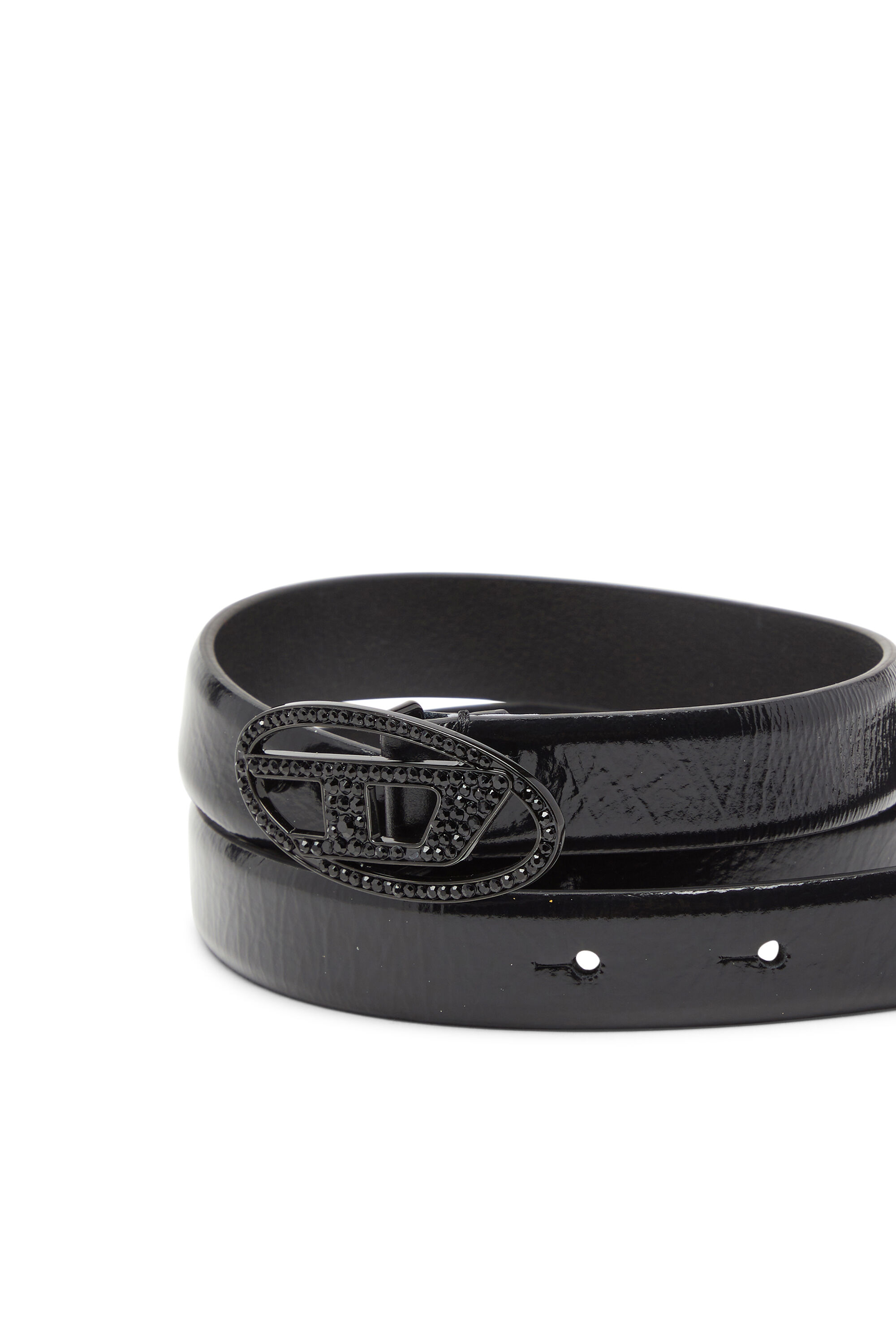 Diesel - B-1DR STRASS 20, Ceinture en cuir 2 cm avec boucle en cristal Femme in Noir - 3