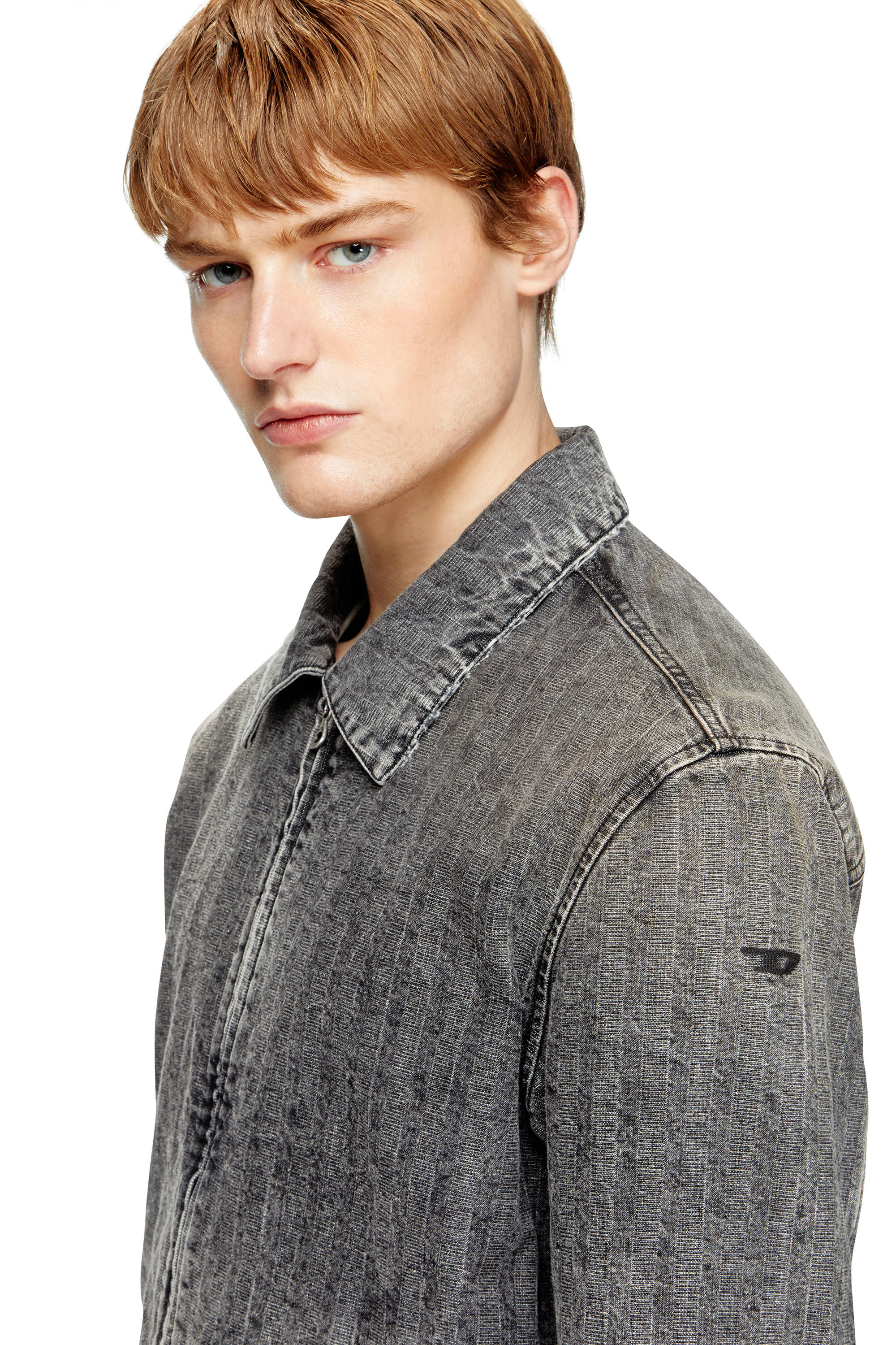 Diesel - D-ROHE, Veste blouson en denim à chevrons Homme in Noir - 5