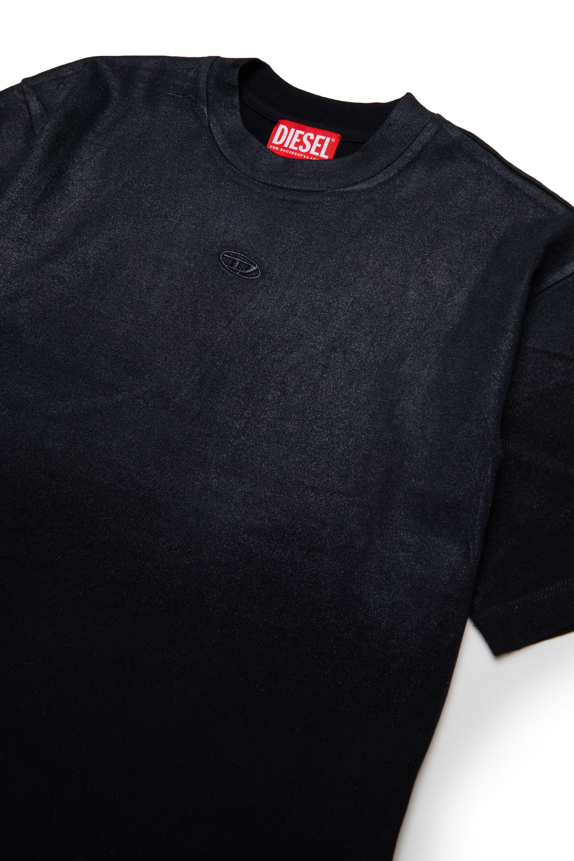 Diesel - TANORMYS2, T-shirt en coton avec broderie ton sur ton Oval D Femme in Noir - 3