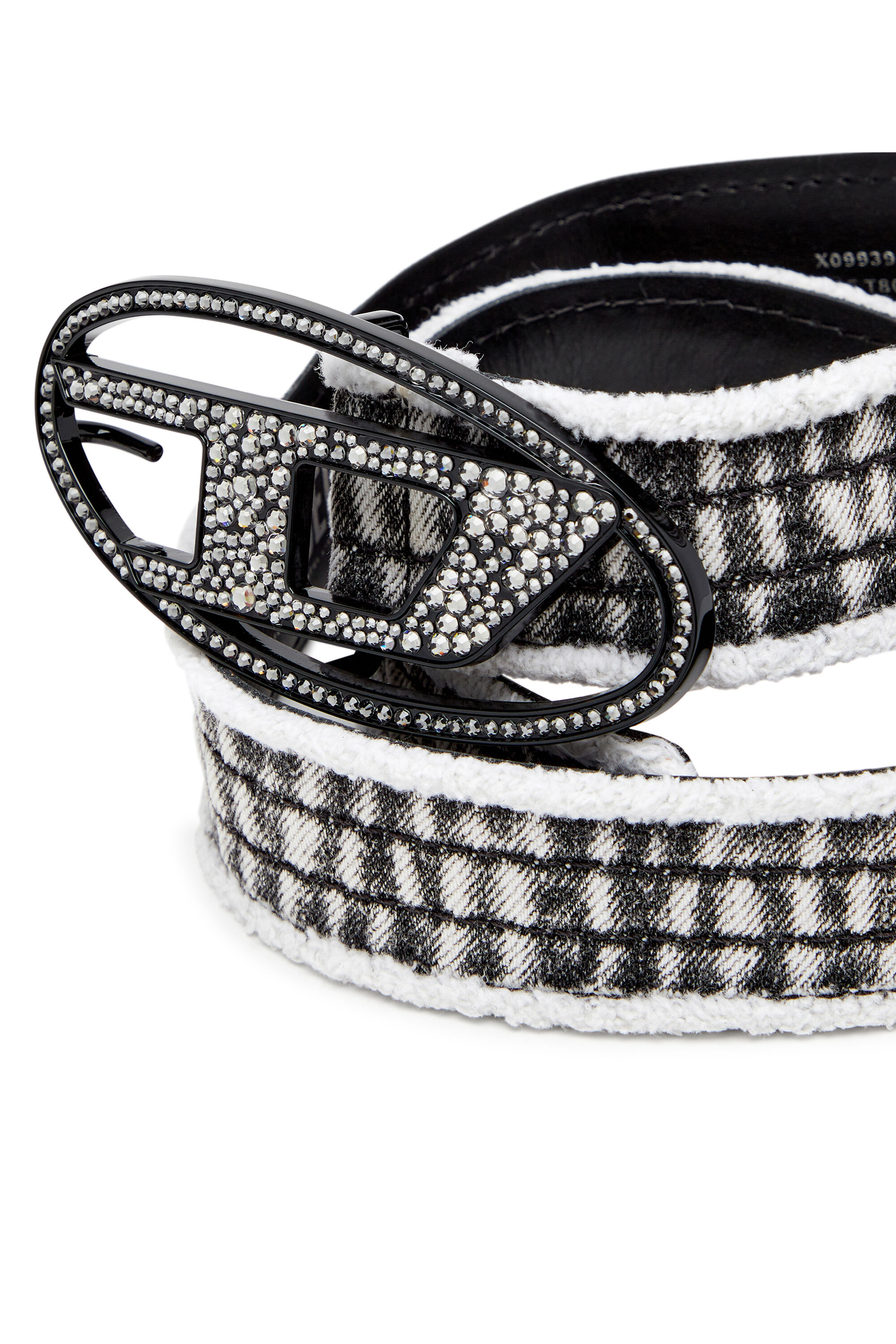 Diesel - B-1DR STRASS, Ceinture en denim et cuir avec boucle en cristal Femme in Noir - 3