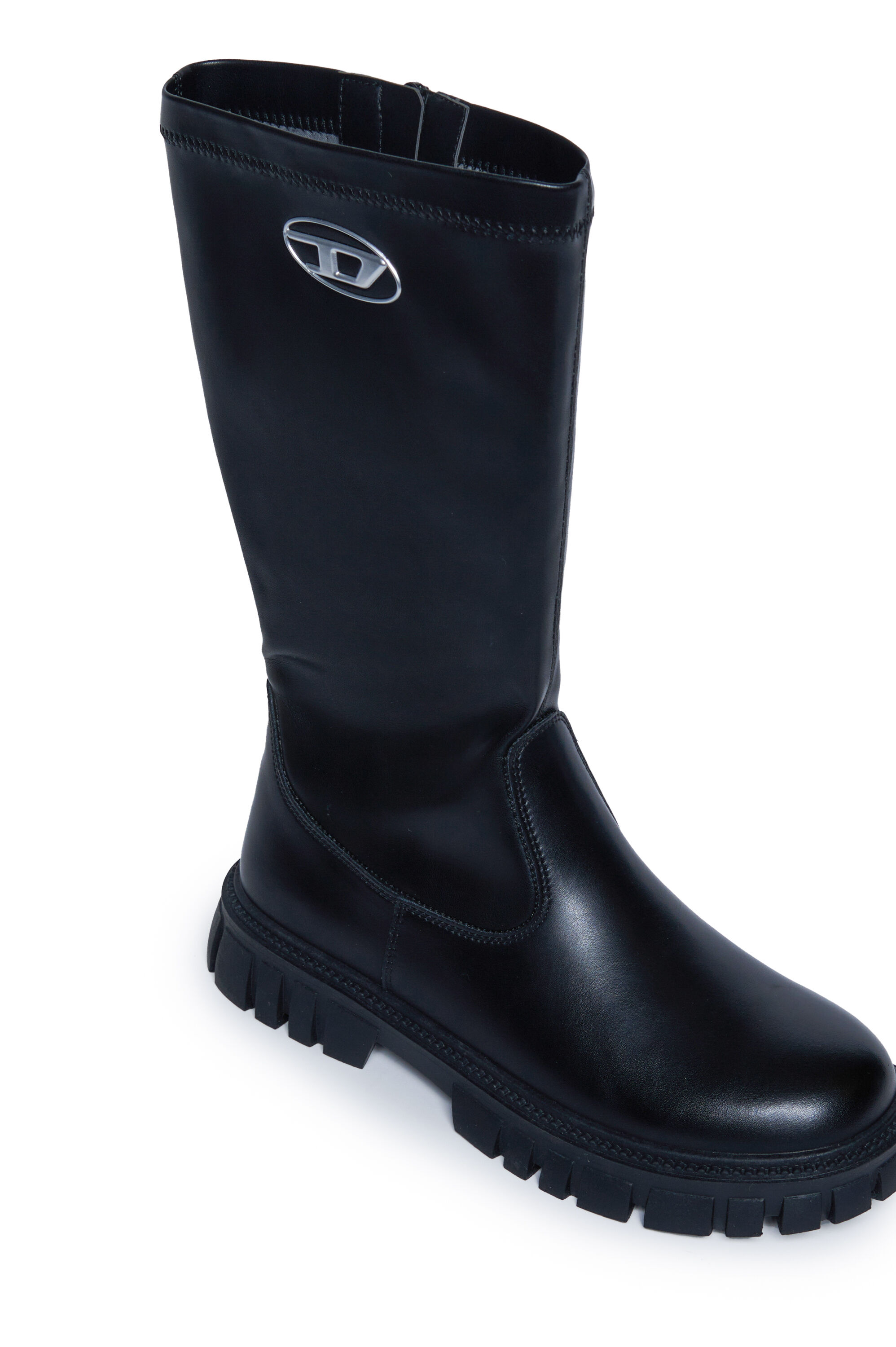 Diesel - D-HAMMER KNT, Bottes en cuir hauteur de genou Mixte in Noir - 4