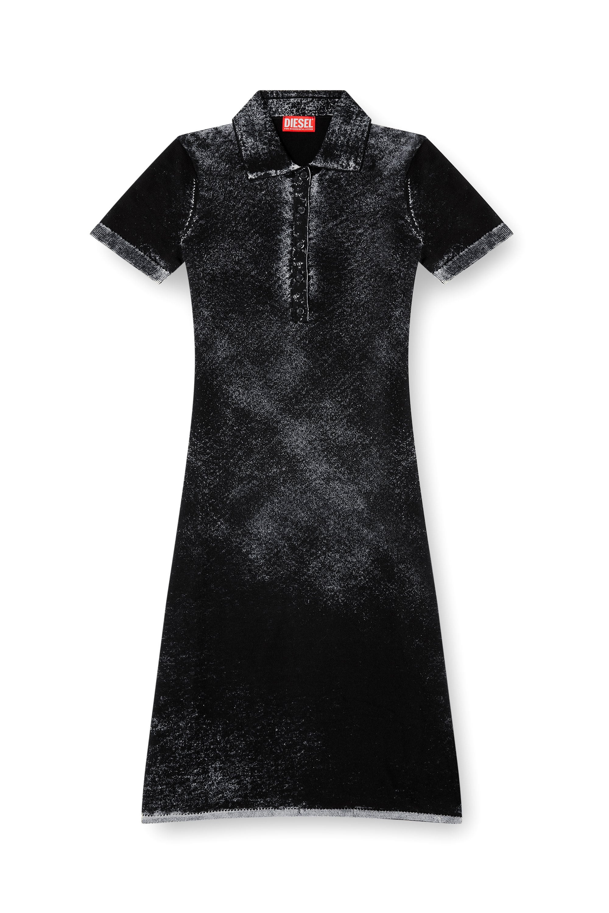 Diesel - M-LOURENS, Robe polo midi en maille &agrave; impression invers&eacute;e Femme in Noir - 2