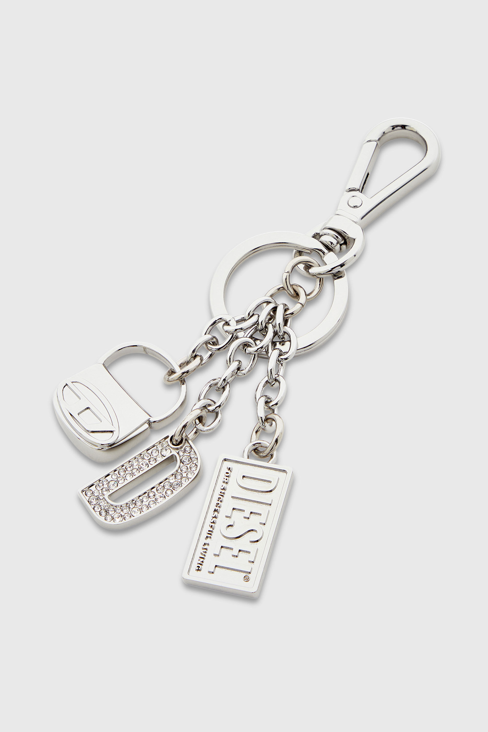 Diesel - 1DR KEY MULTICHARM, Woman's Metal keyring with logo charms in Silver - 2