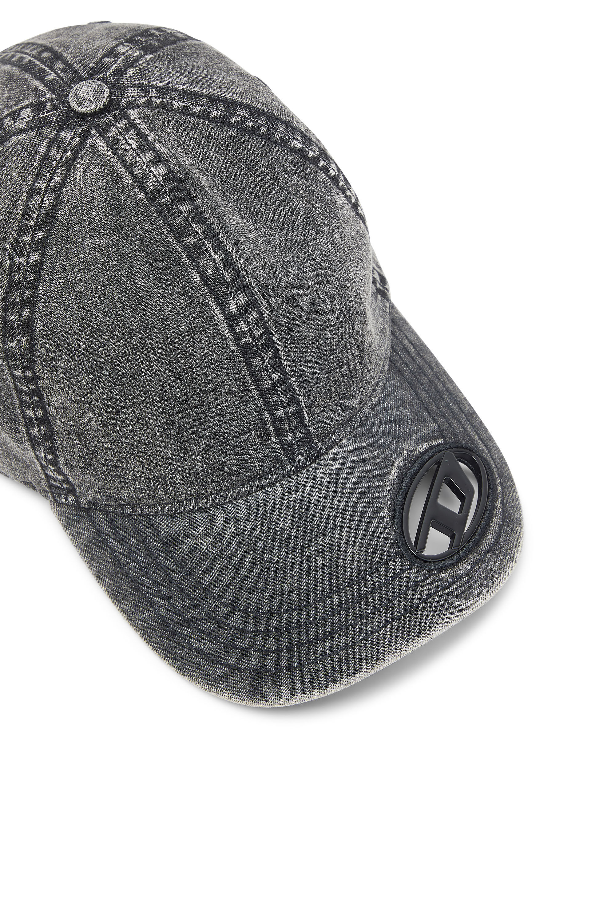 Diesel - C-AP-HOSHI, Casquette de baseball en denim avec ferrure Oval D Homme in Noir - 4