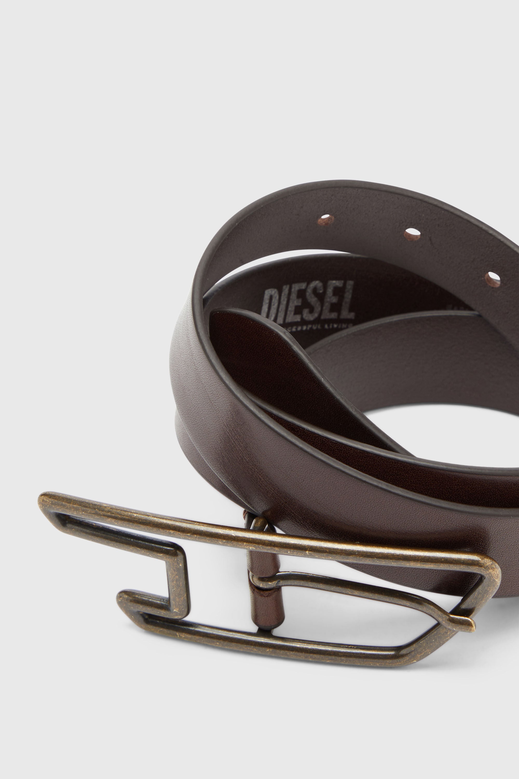 Diesel - B-D LINE 30, Ceinture 3 cm en cuir avec boucle &agrave; logo D Mixte in Marron - 3